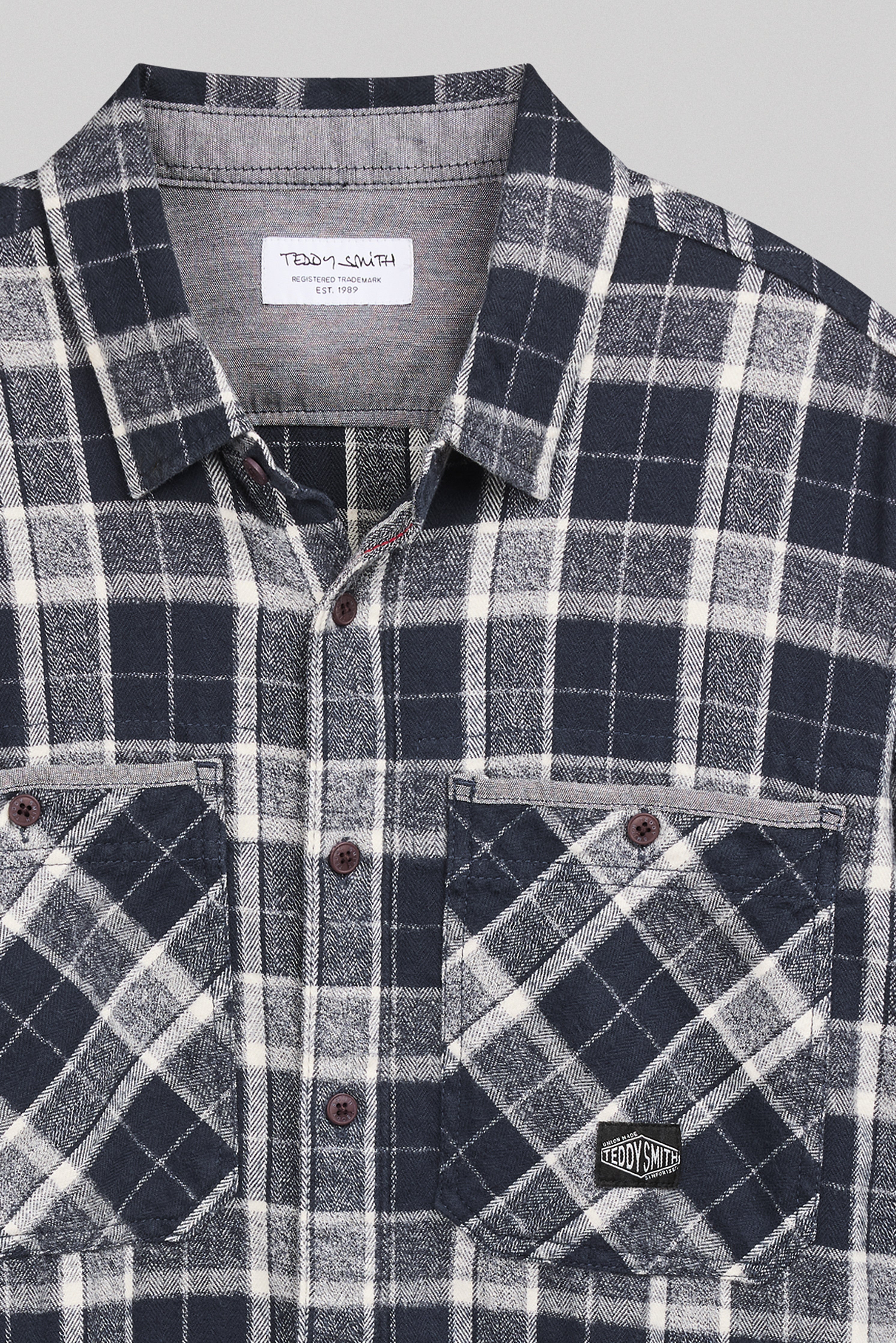 Teddy Smith Trent ML Dark Navy chemise à carreaux homme