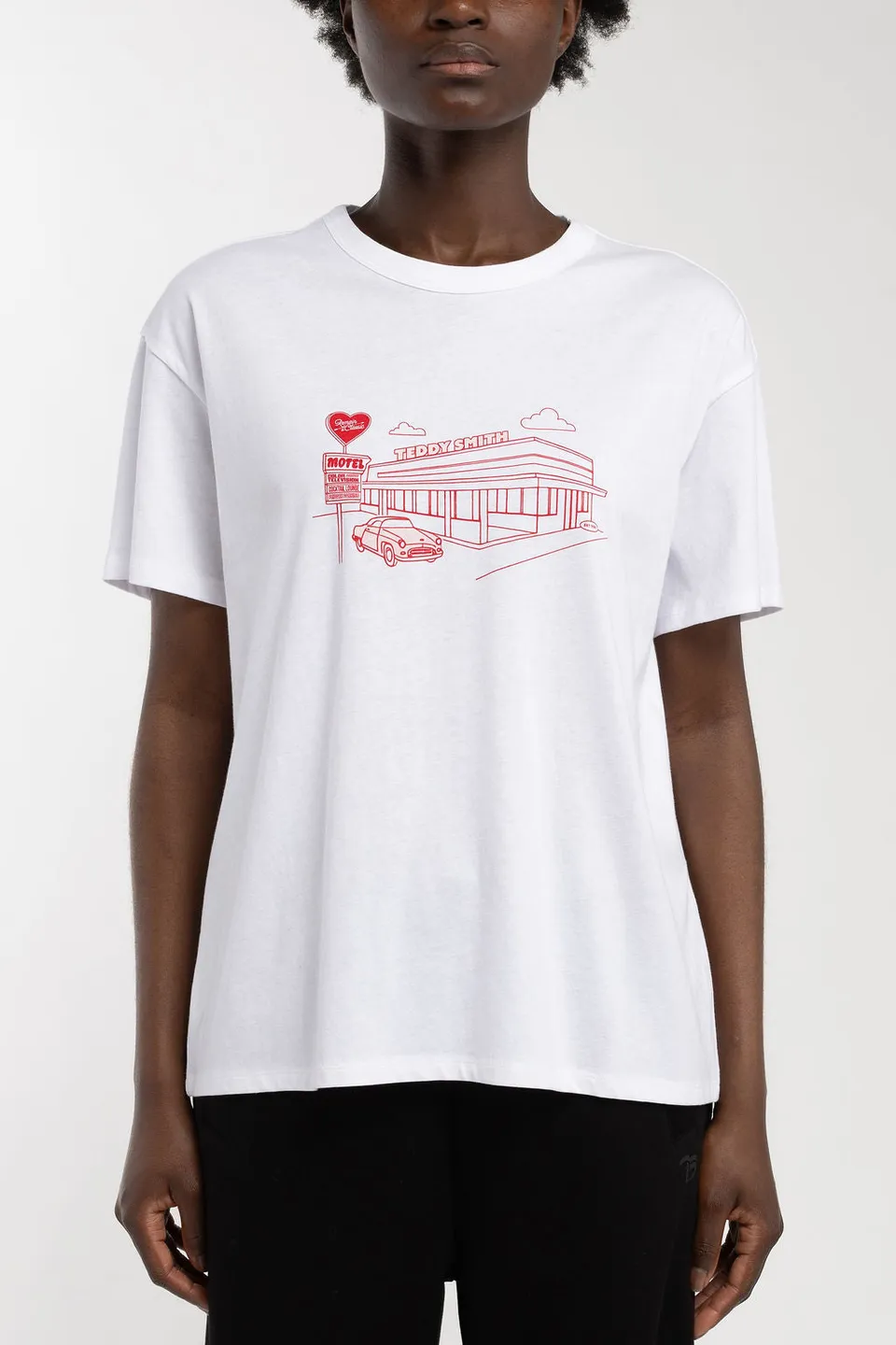 Teddy Smith T-Ley MC T-shirt oversize blanc coton femme