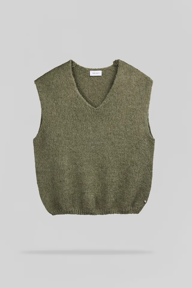 Teddy Smith P-Molia Dusty Kaki pull col V sans manches