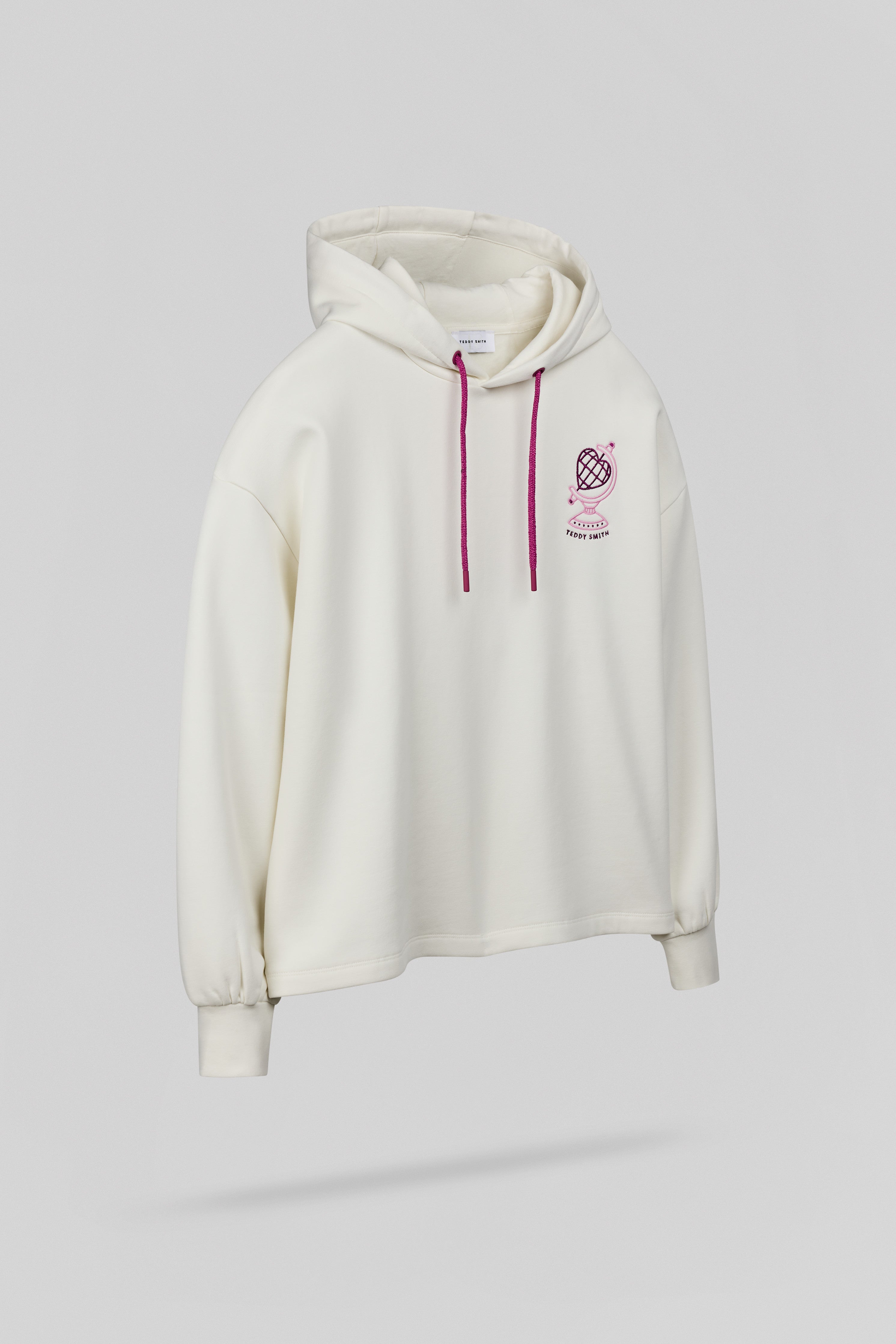 Teddy Smith S-Juliette Hood sweat blanc broderie voyage