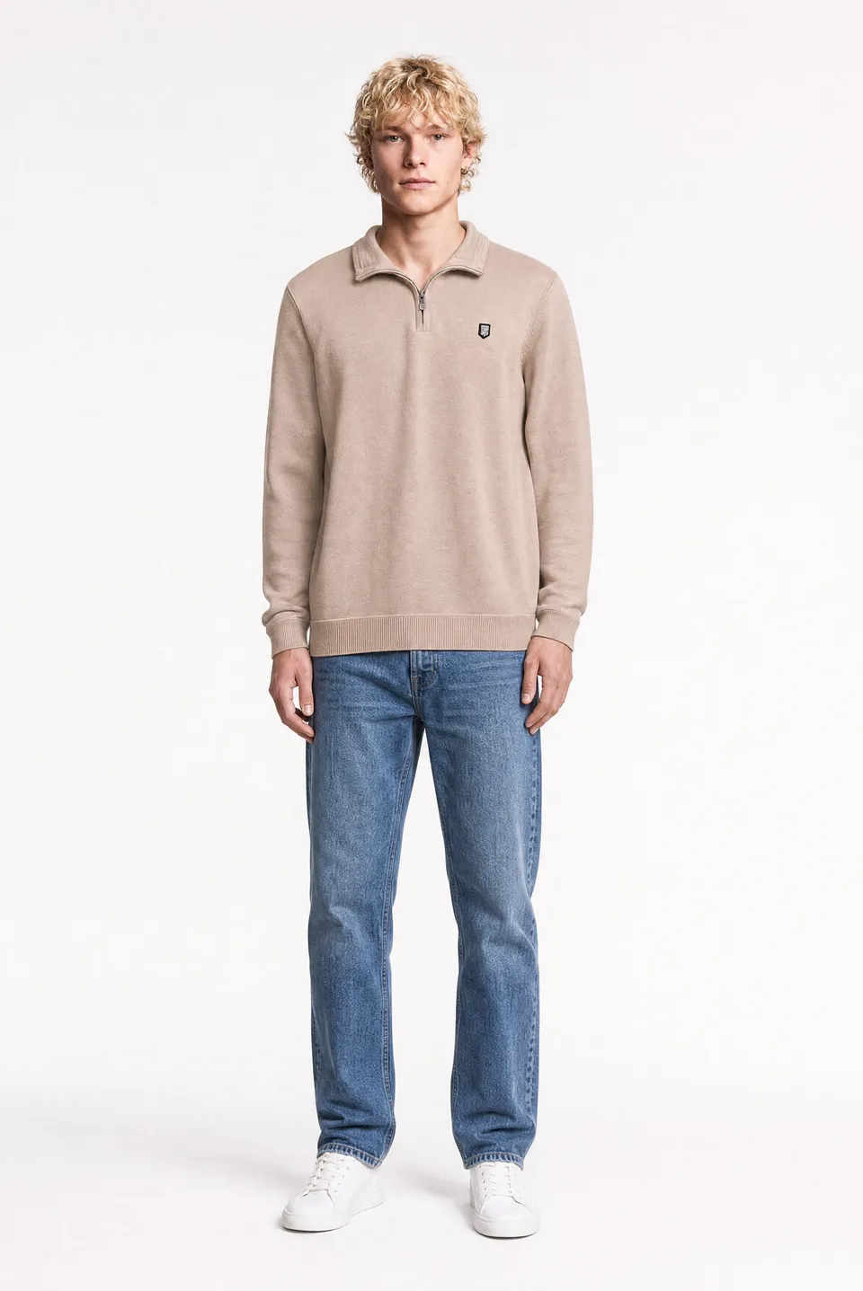 Teddy Smith P-Marty 2 pull col montant zippé Wolf Beige