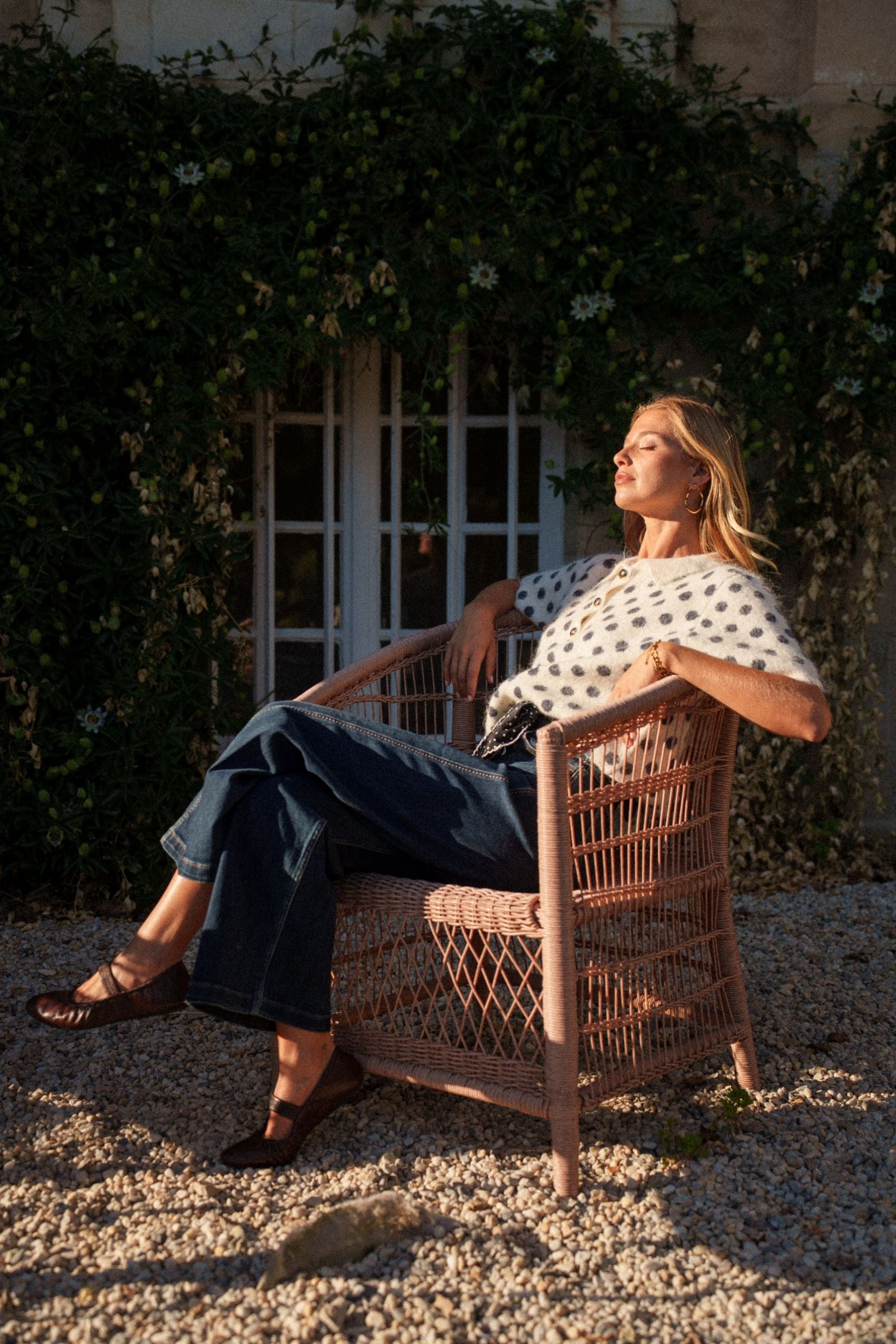 Maison Onado Marilou pull pois col polo taille unique