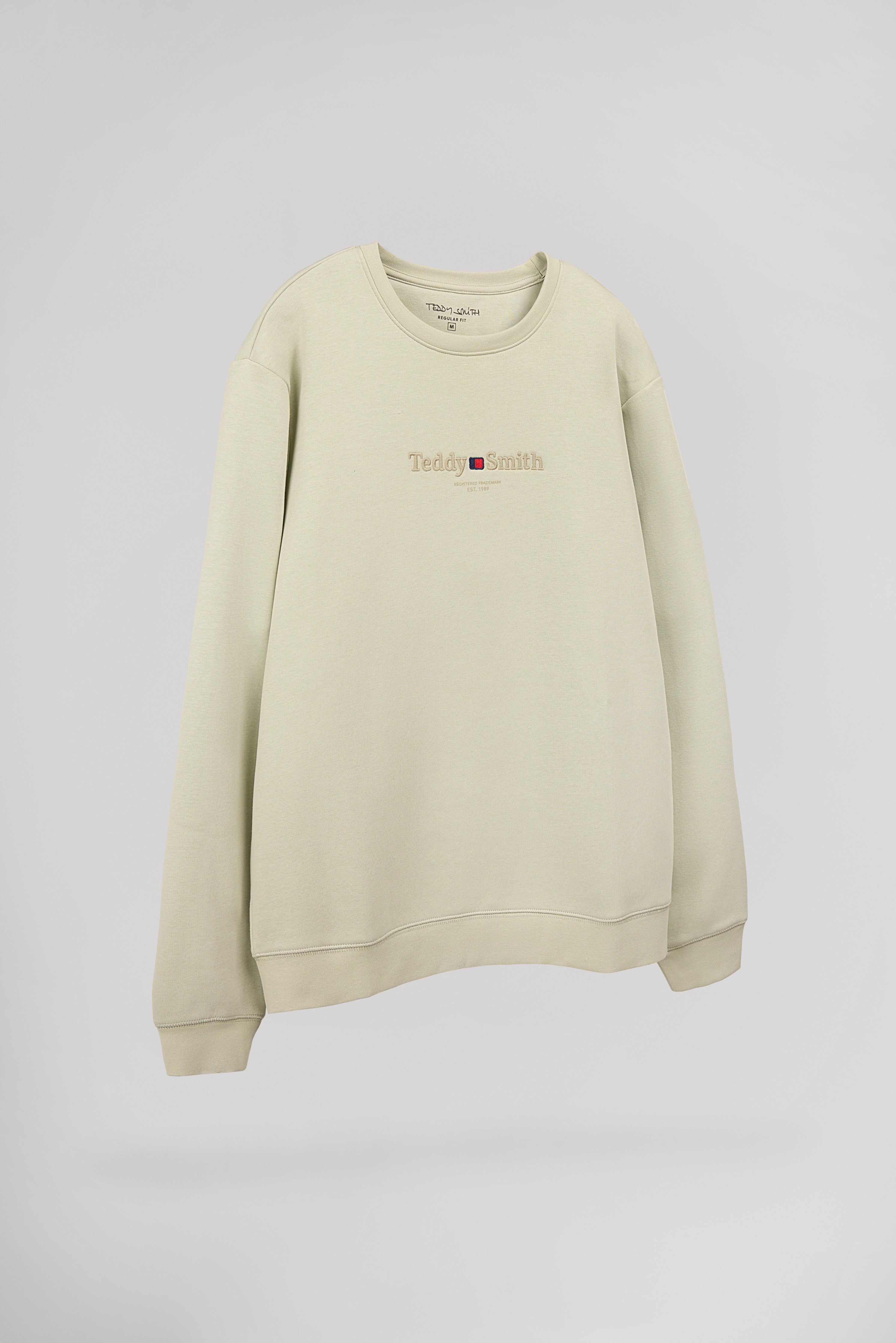 TEDDY SMITH S-JIM sweat homme vert sauge col rond coton