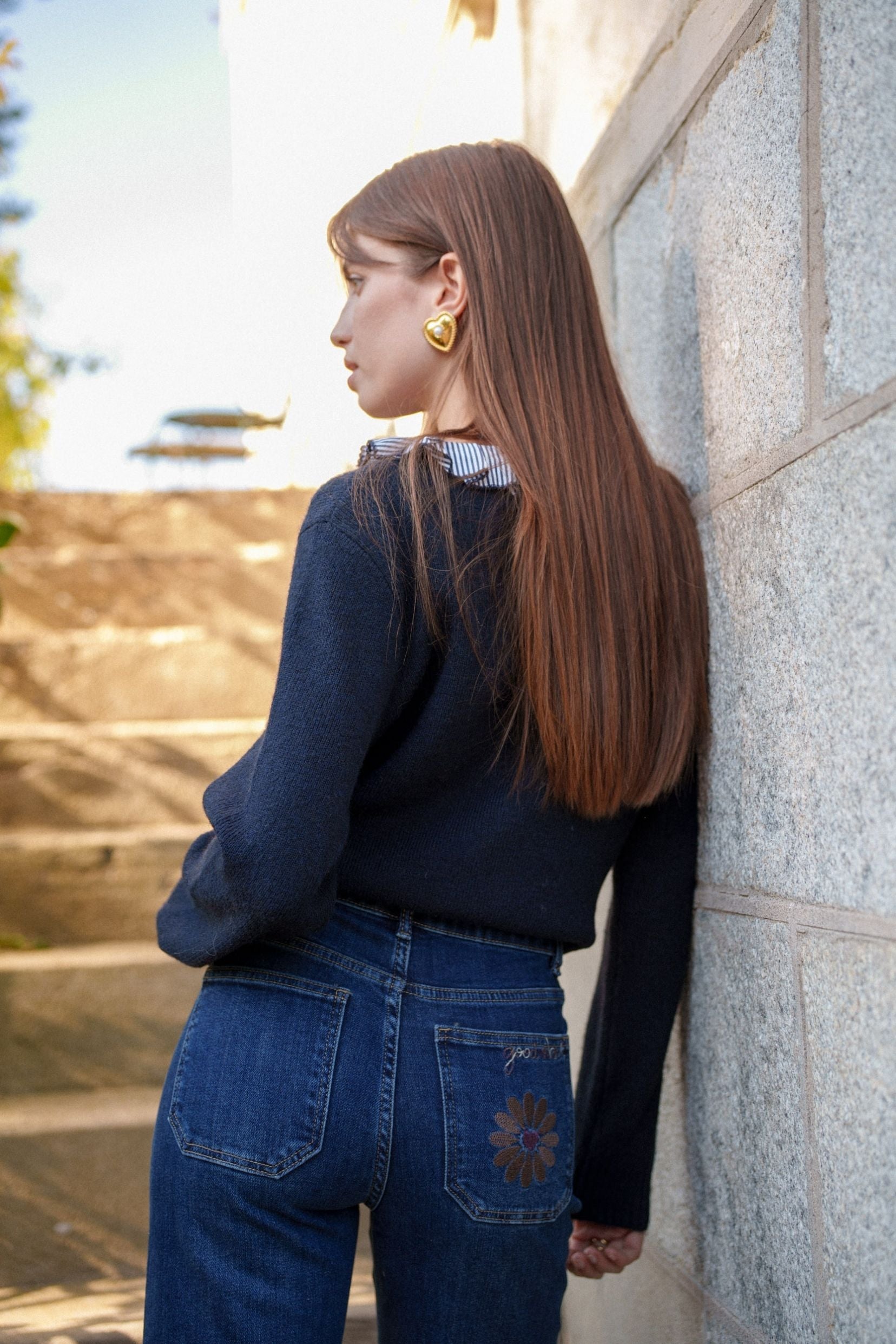 Maison Onado Amalya pull cardigan marine maille douce