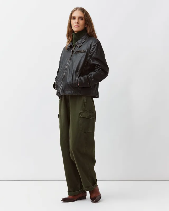 Diega Baristo blouson cuir noir beige mouton