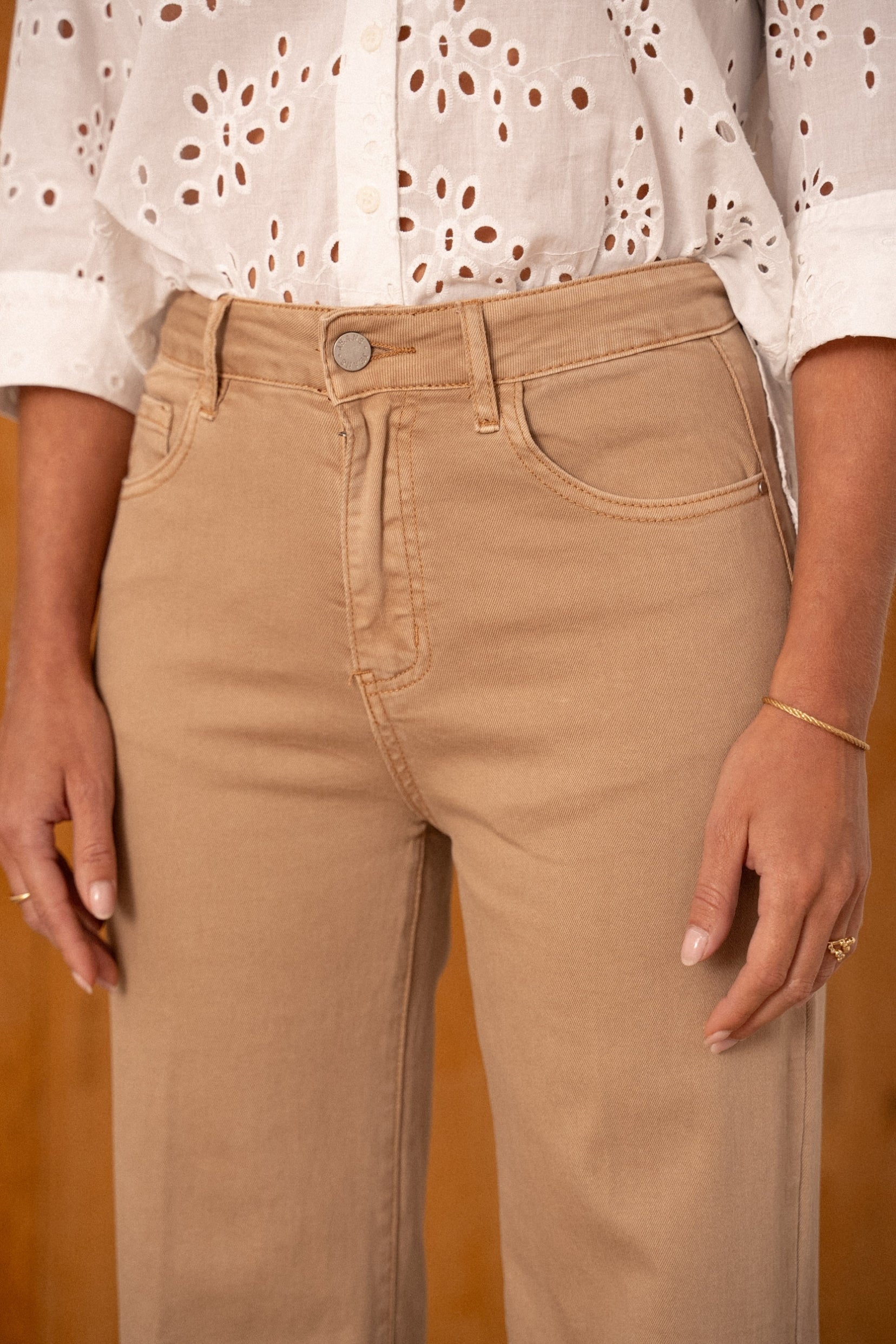 Maison Onado Ariette jean wide leg camel clair