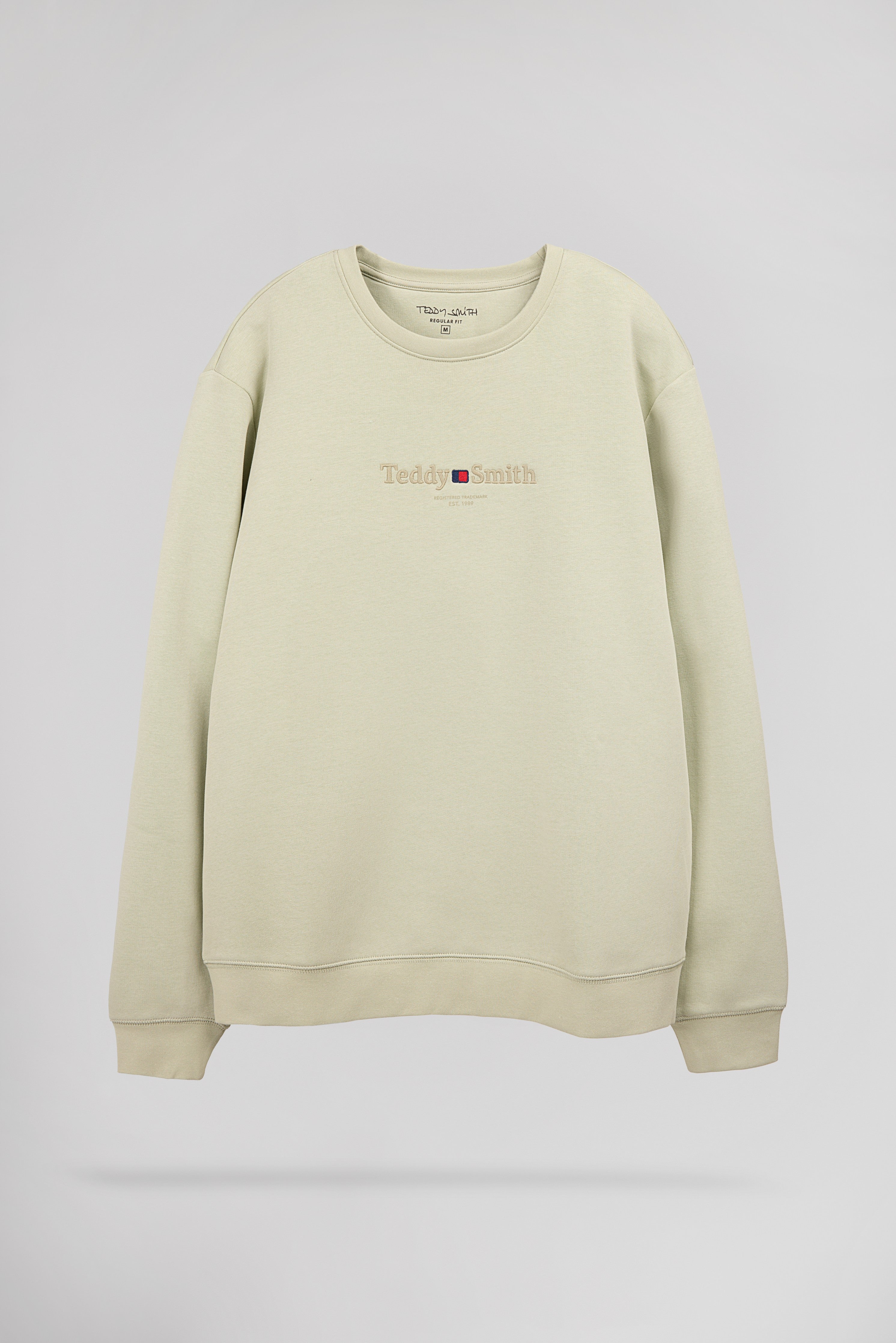 TEDDY SMITH S-JIM sweat homme vert sauge col rond coton