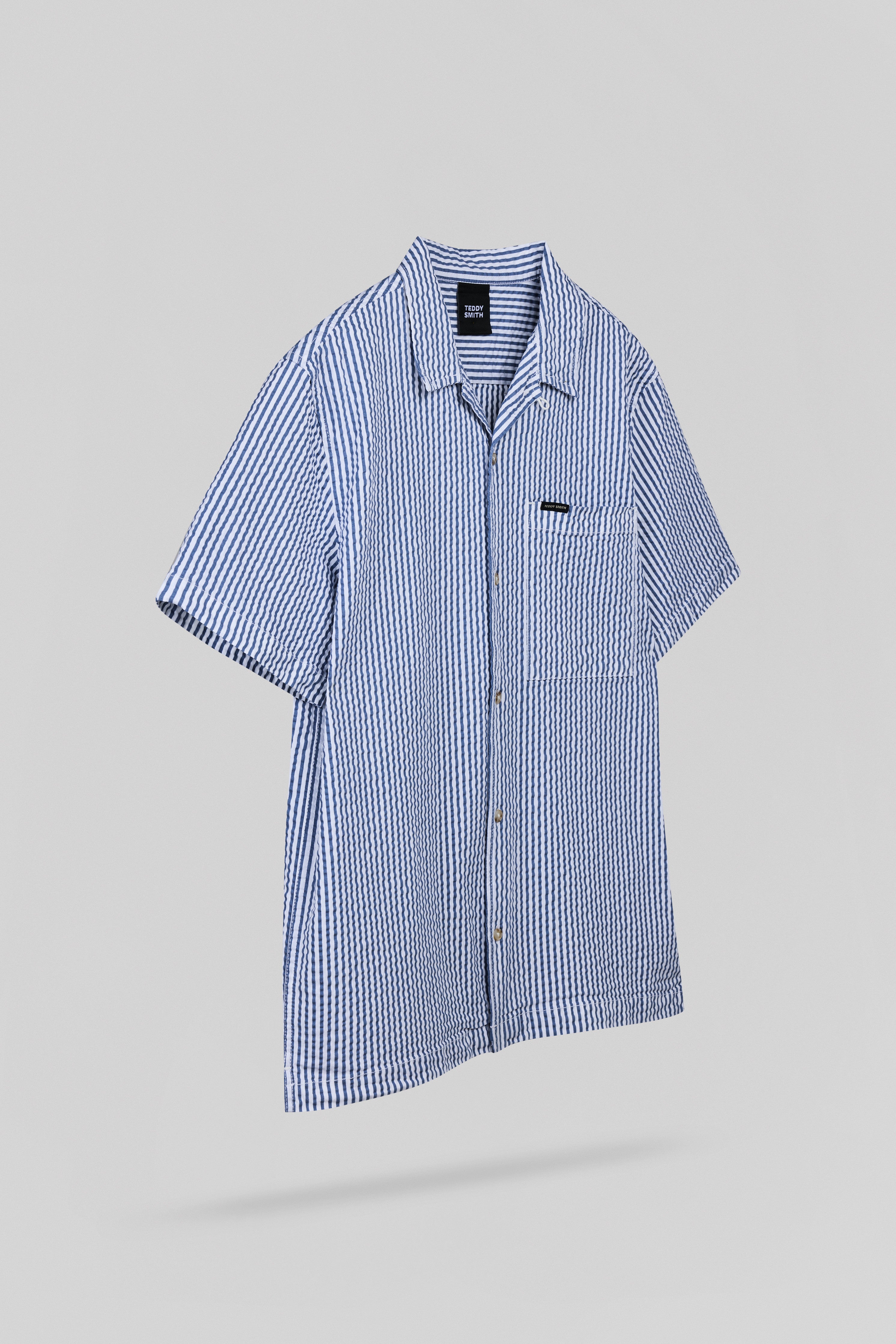 Teddy Smith C-Tiamo MC chemise homme Faded Indigo gaufrée