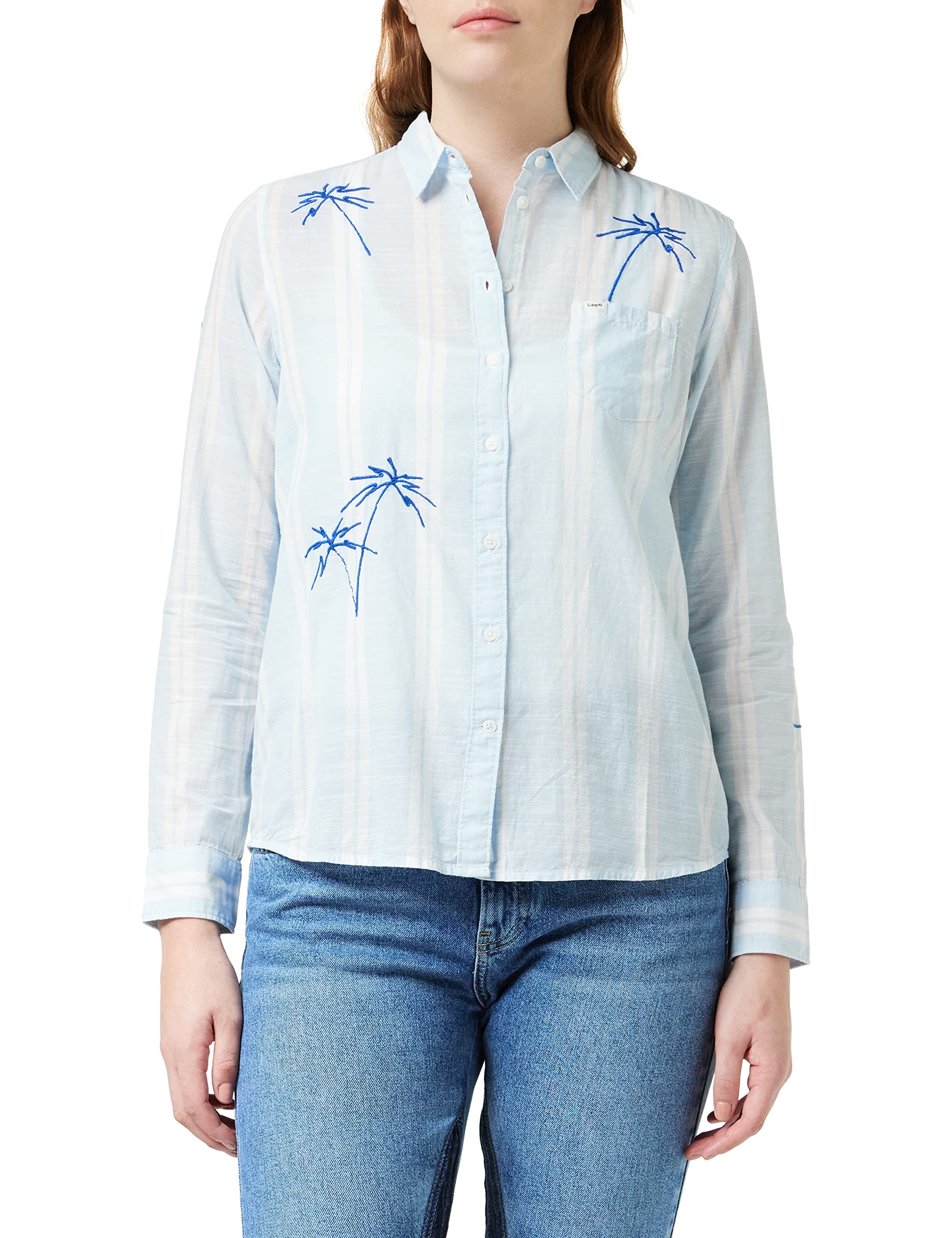 Lee One Pocket chemise femme bleu coton palmier