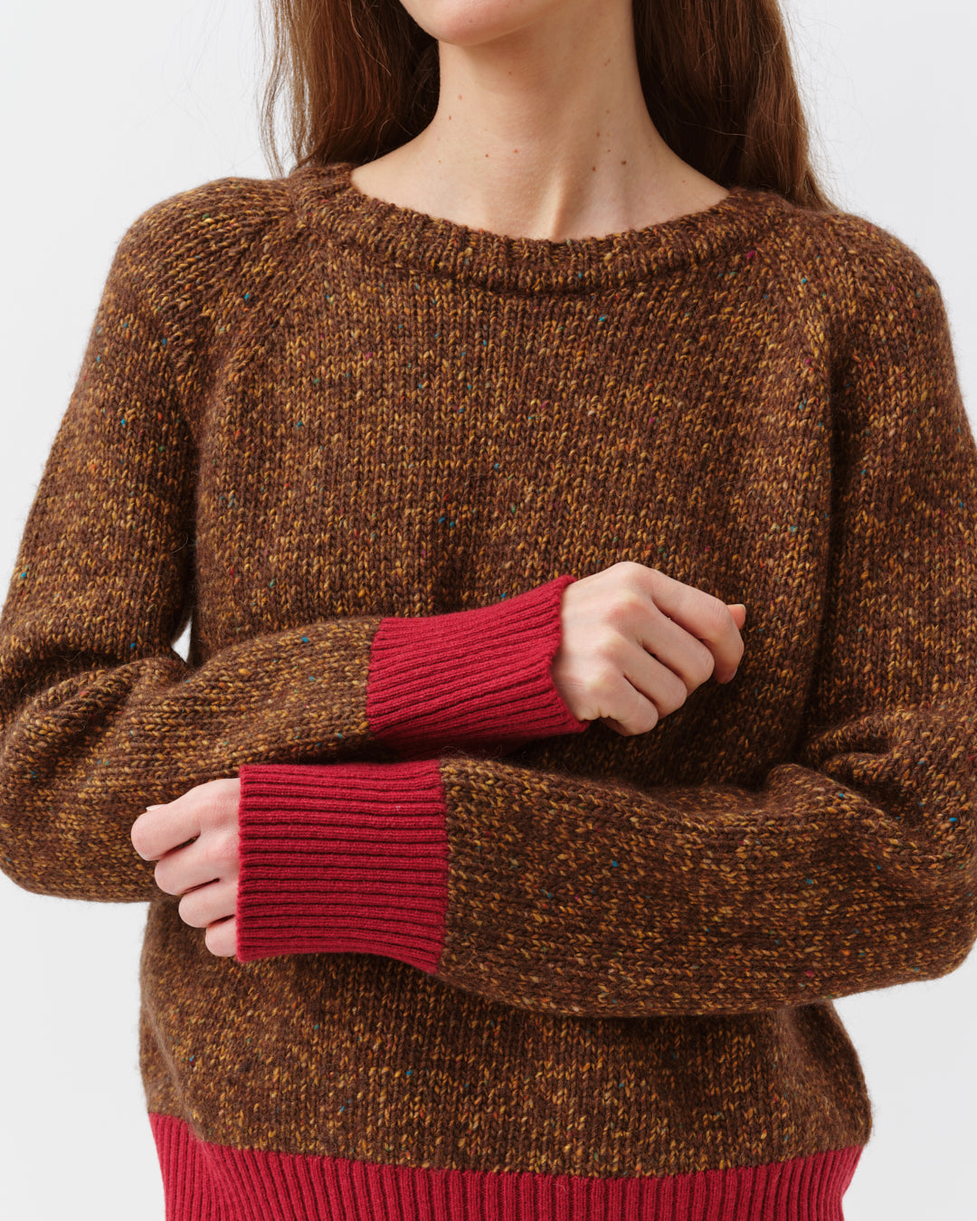 DIEGA PUMANJO pull maille camel rouge