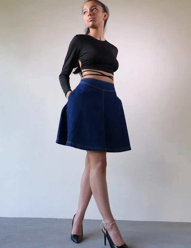 AA Spontané Sixtine jupe en jean bleu taille haute