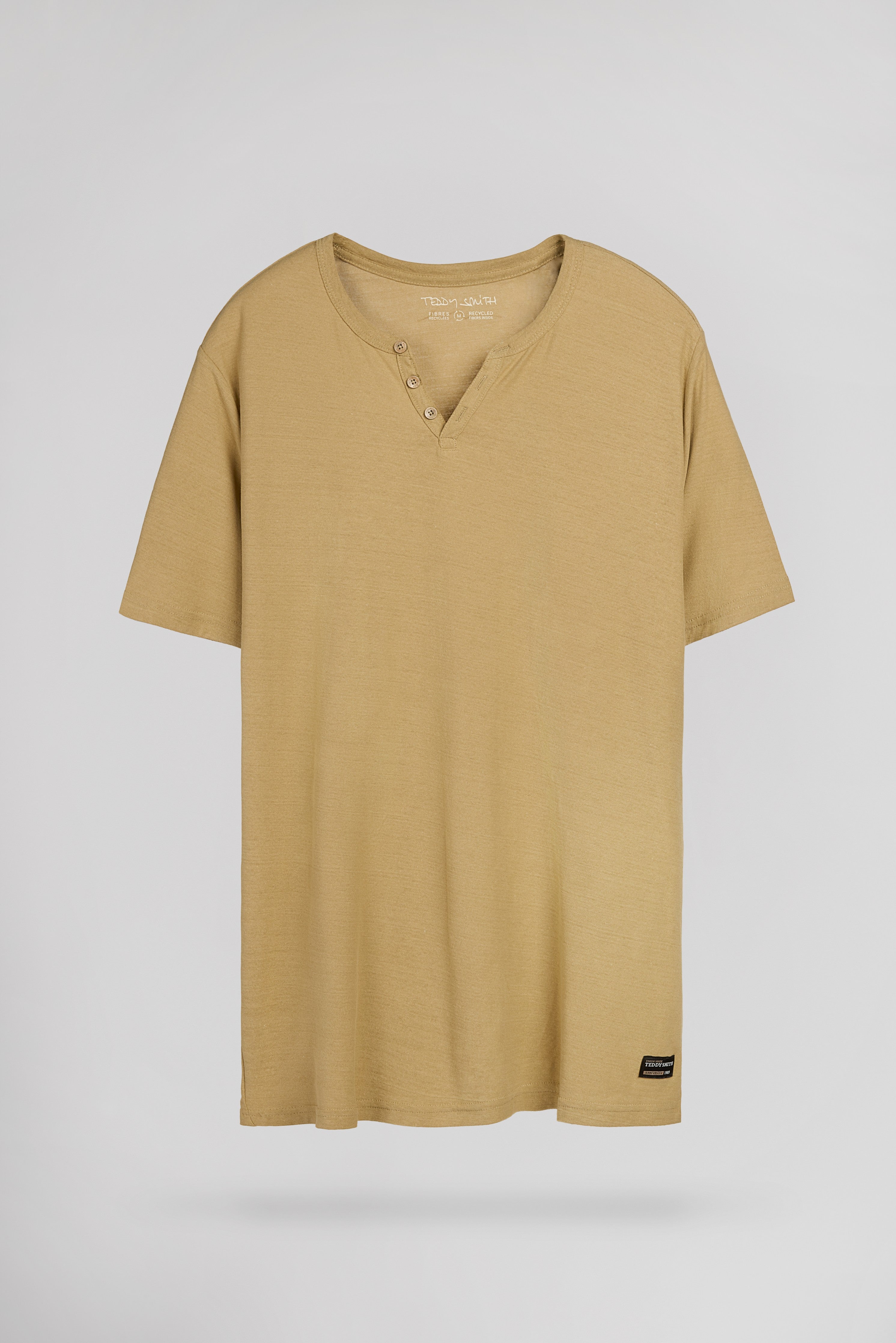 Teddy Smith T-Gabriel MC t-shirt homme beige col fendu