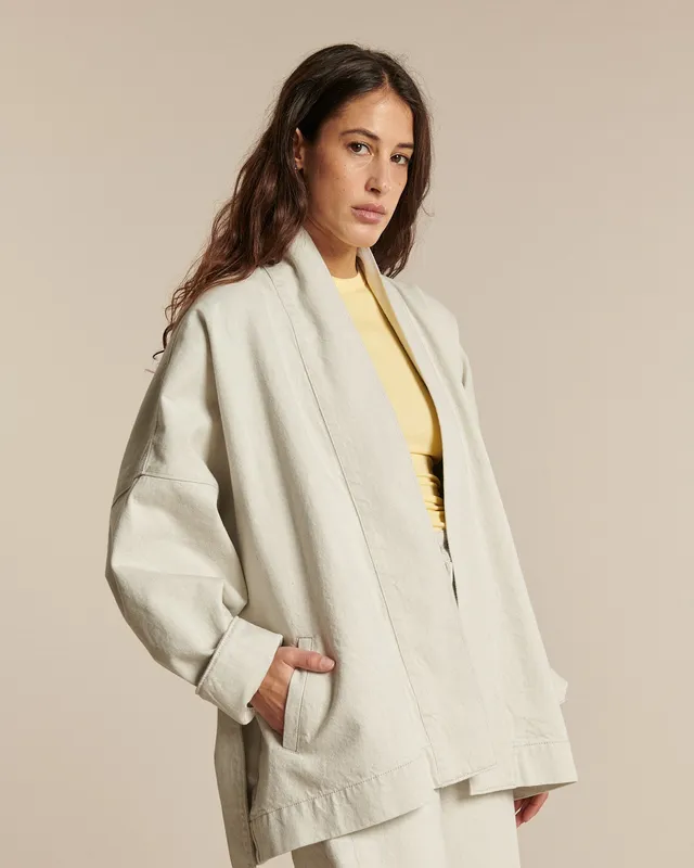 Labdip Bali veste en jean Undyed Granit kimono mi-longue