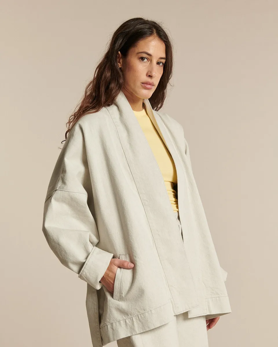 Labdip Bali veste en jean Undyed Granit kimono mi-longue