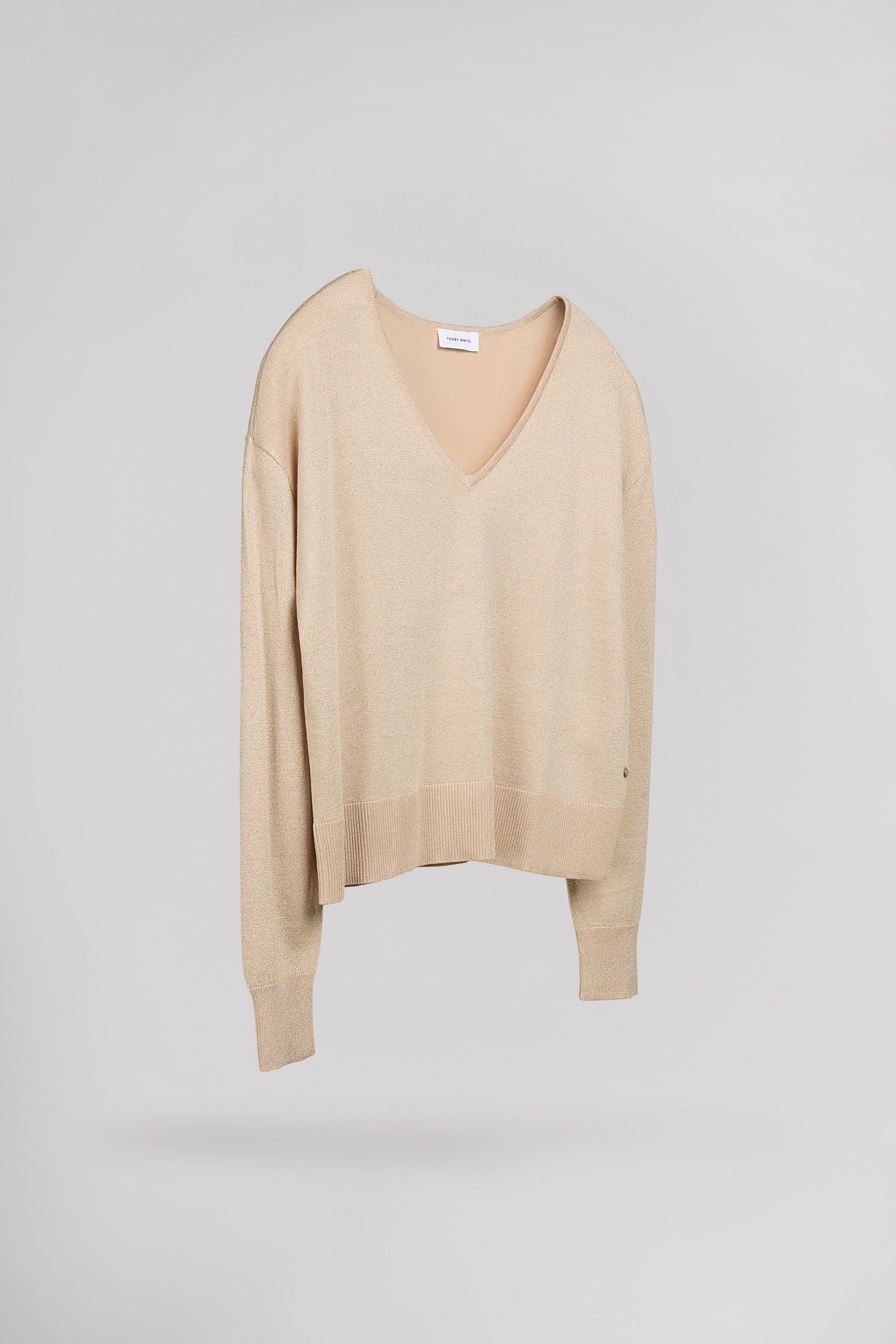 Teddy Smith P-Lizie pull grain de sable col V lurex