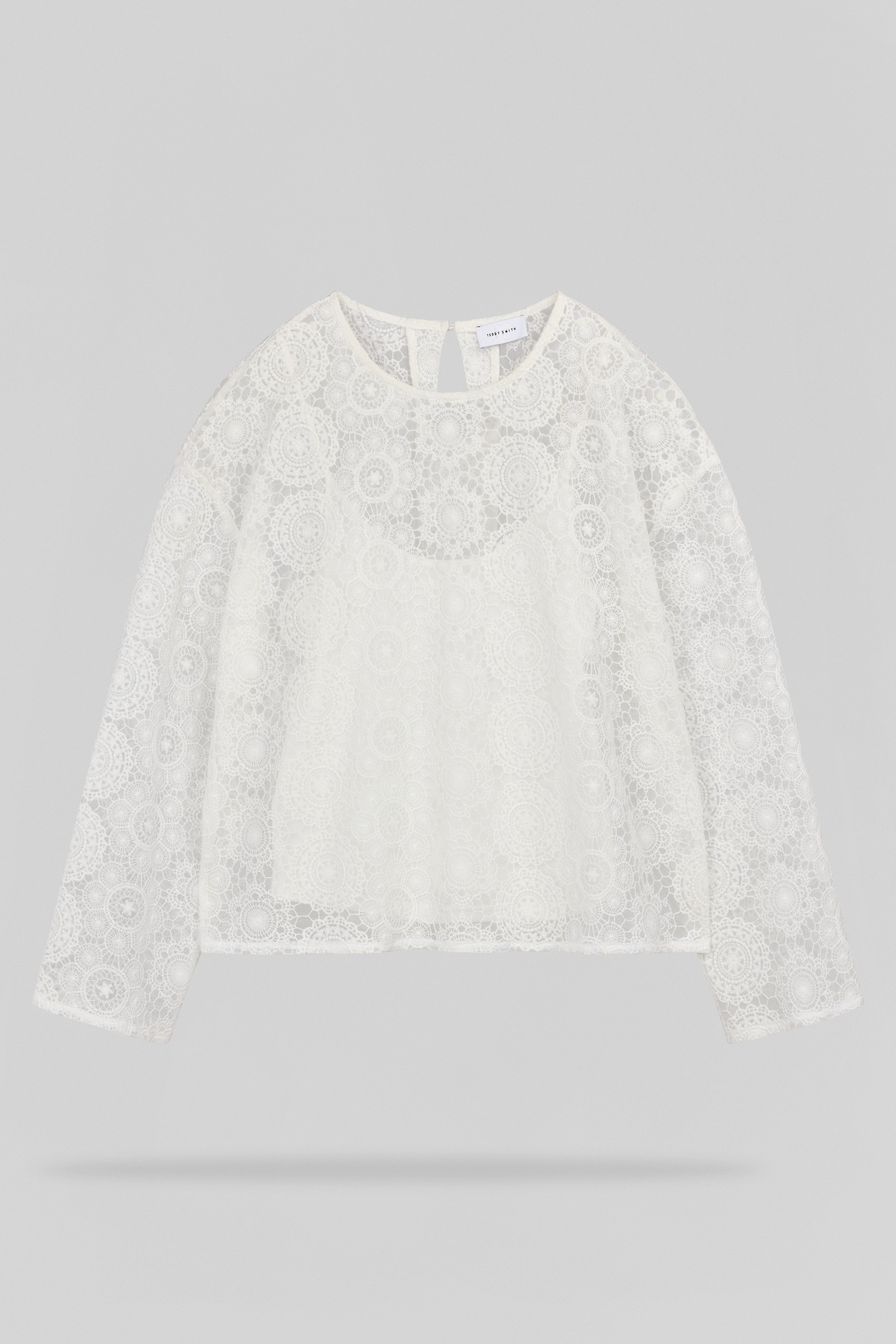 TEDDY SMITH T-Maël top tulle brodé femme blanc
