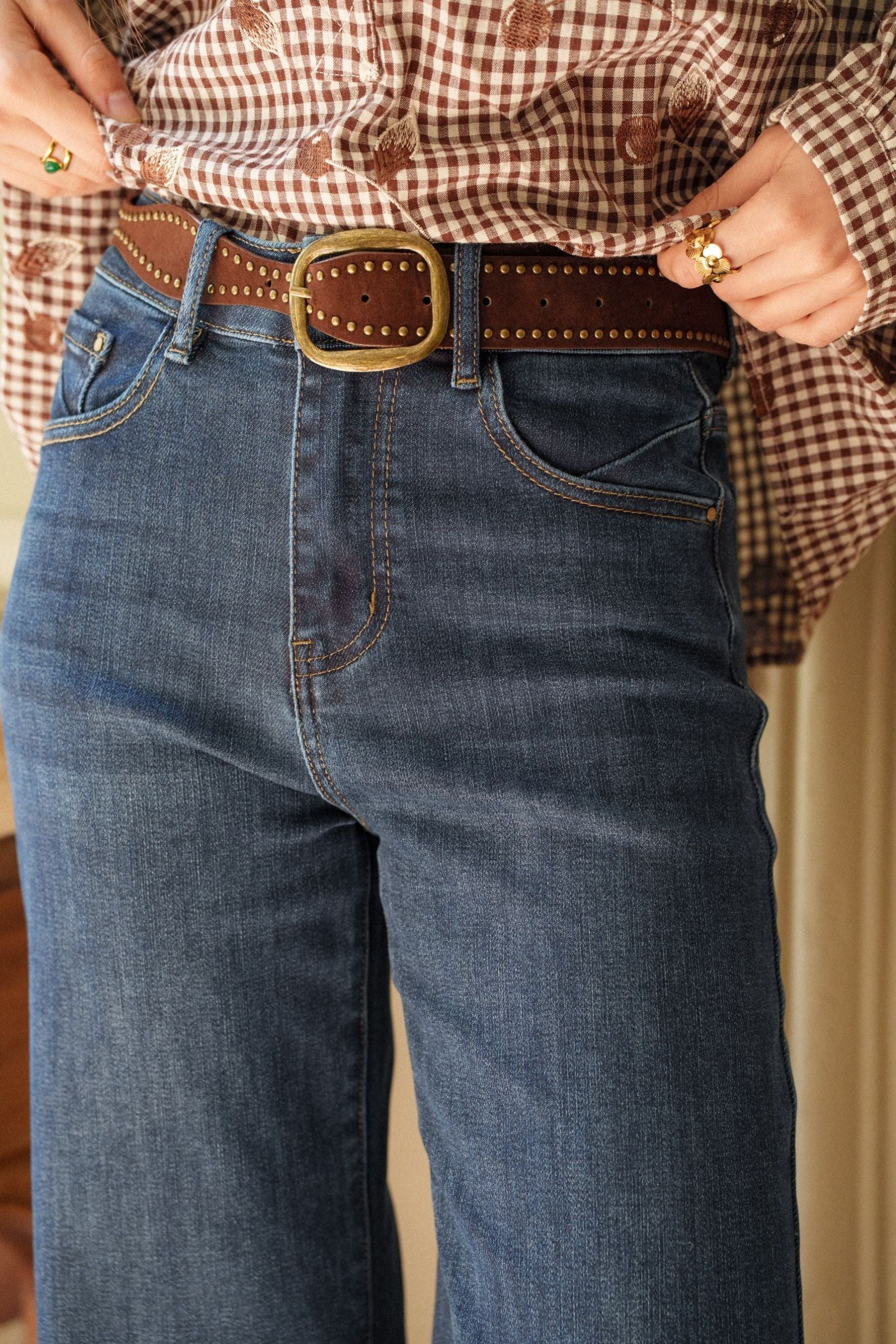 Maison Onado Nino jean droit bleu délavé taille haute