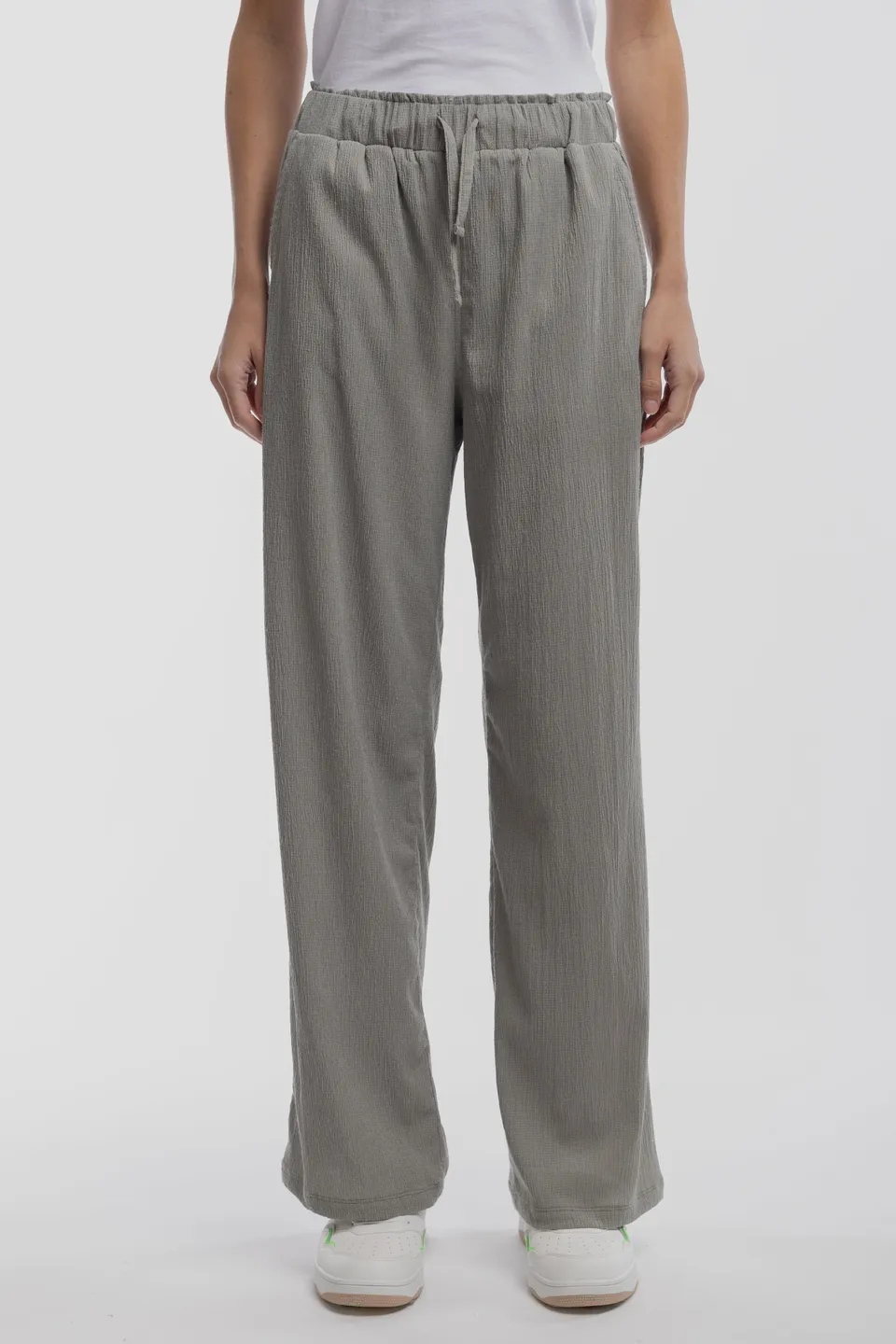 Teddy Smith P-Lynet pantalon large femme kaki bleach