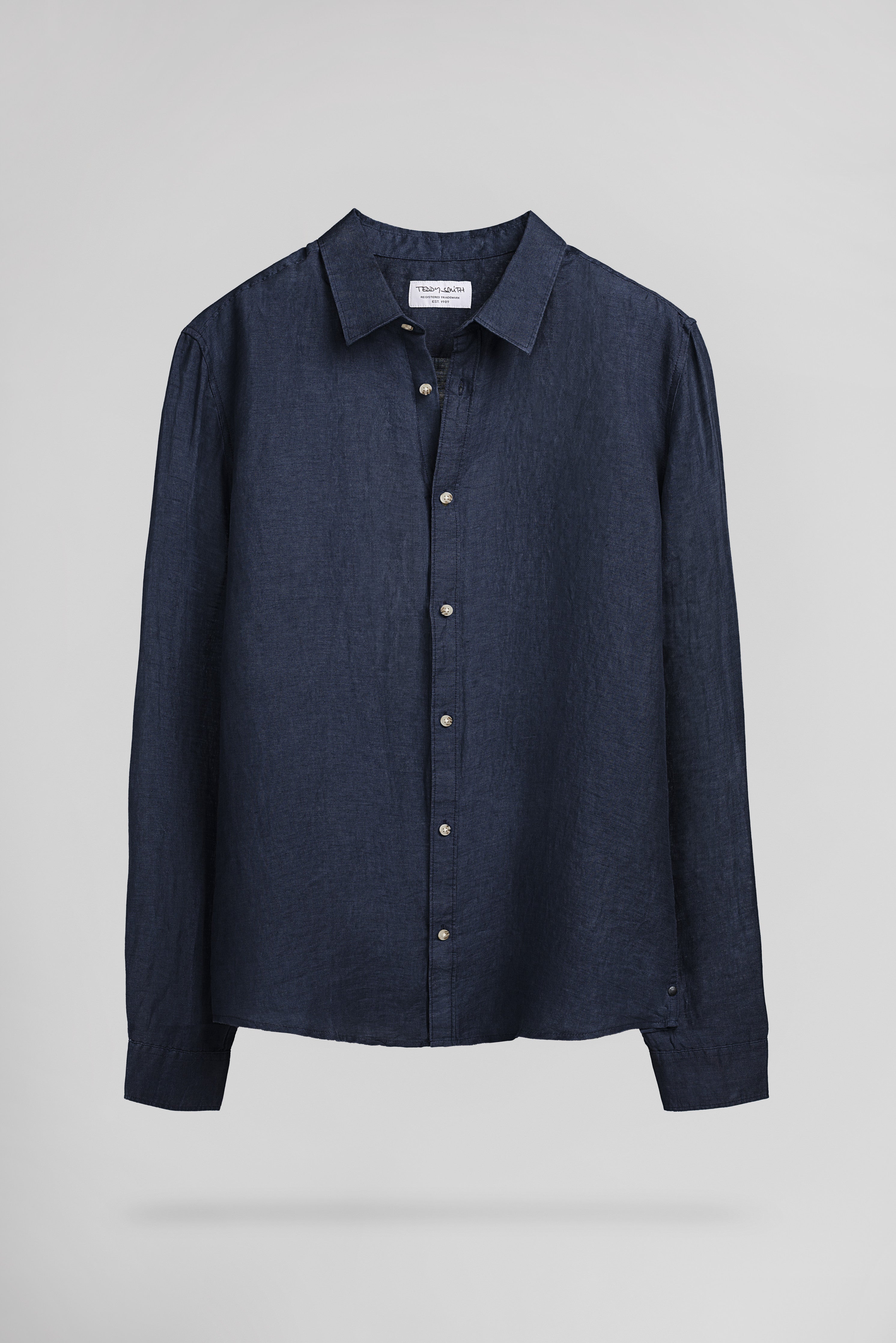 Teddy Smith C-Linen ML chemise lin droite dark navy