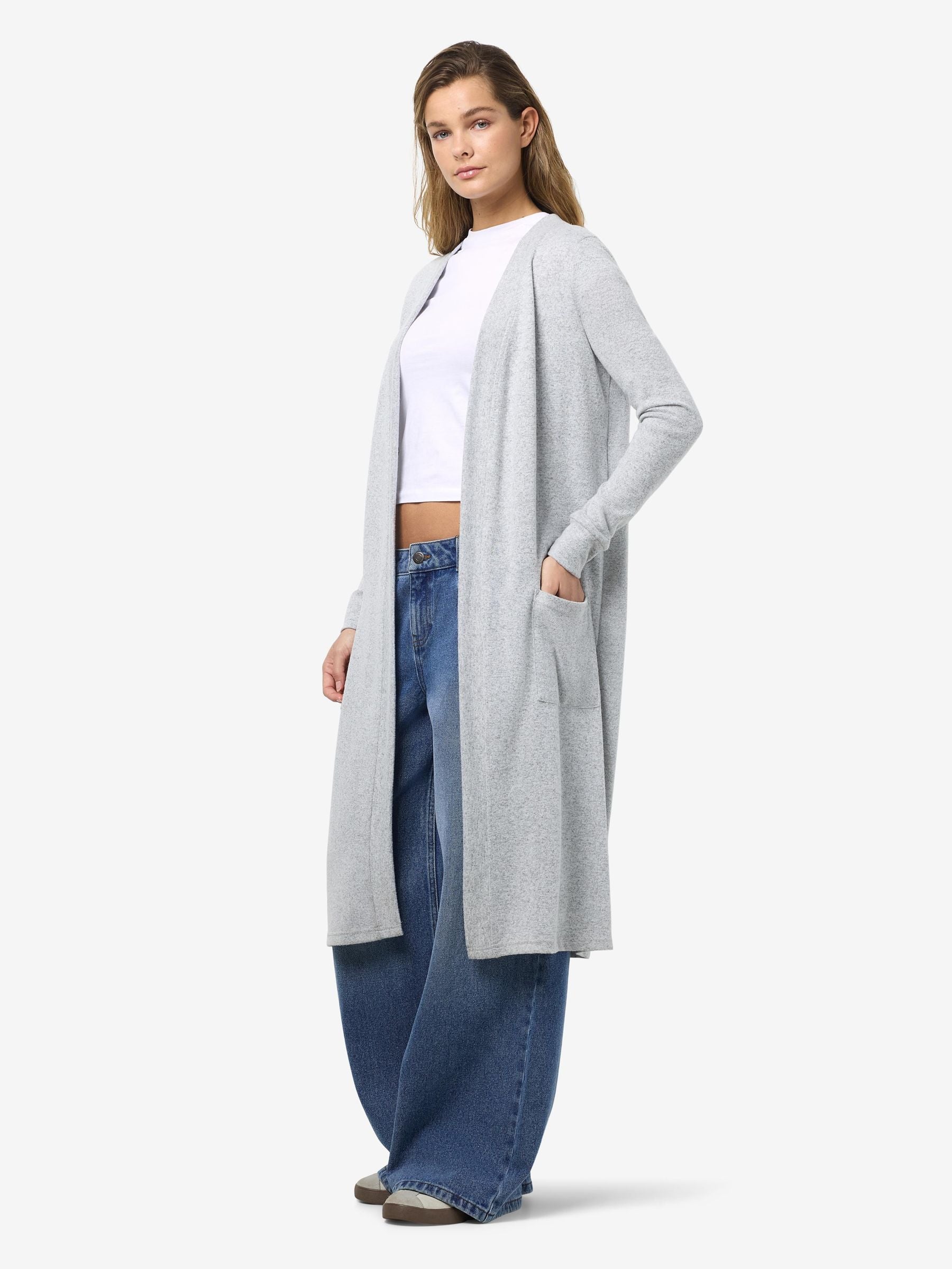 Noisy May cardigan long ouvert doux à poches