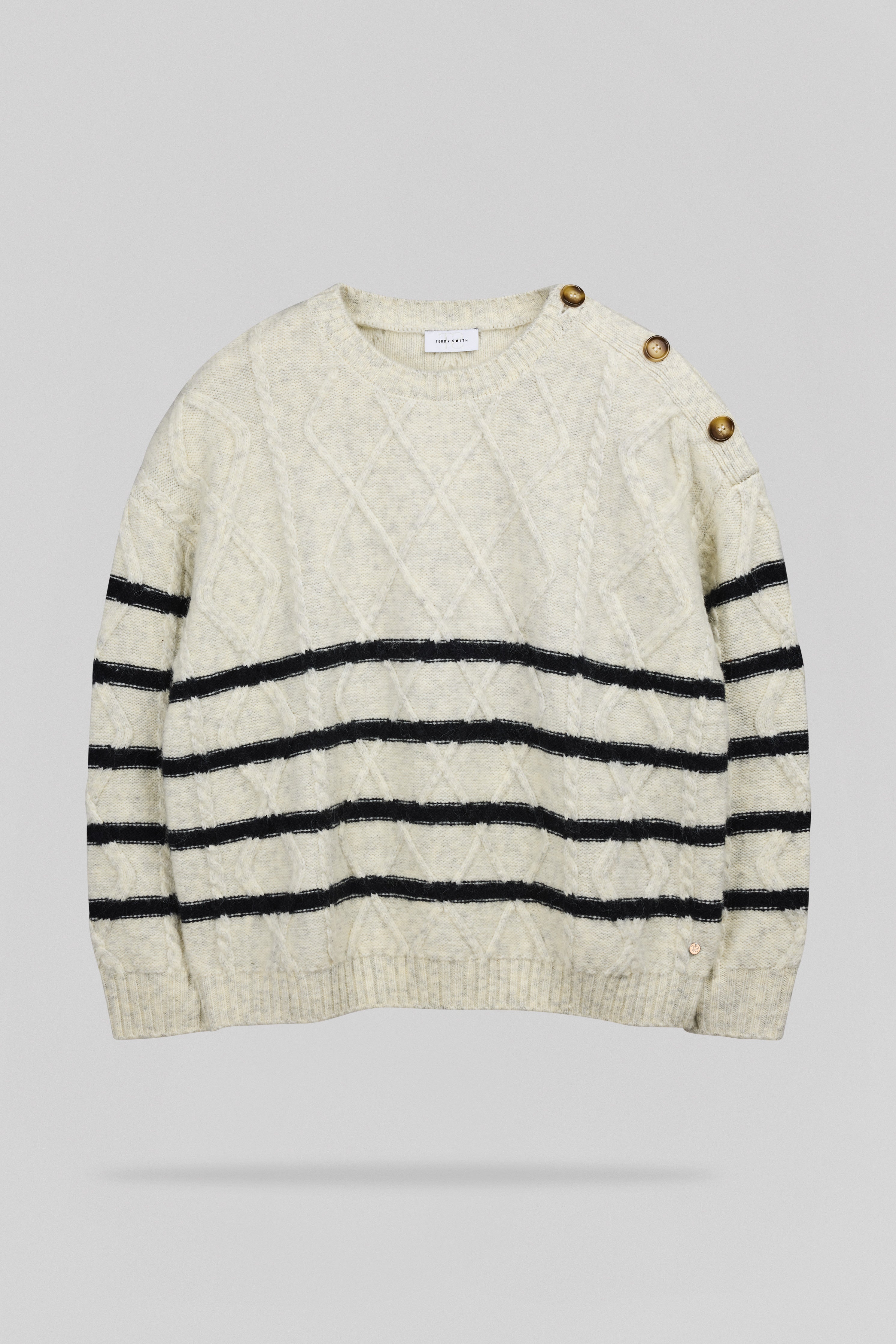 Teddy Smith P-Pola pull oversize ivoire torsadé rayé