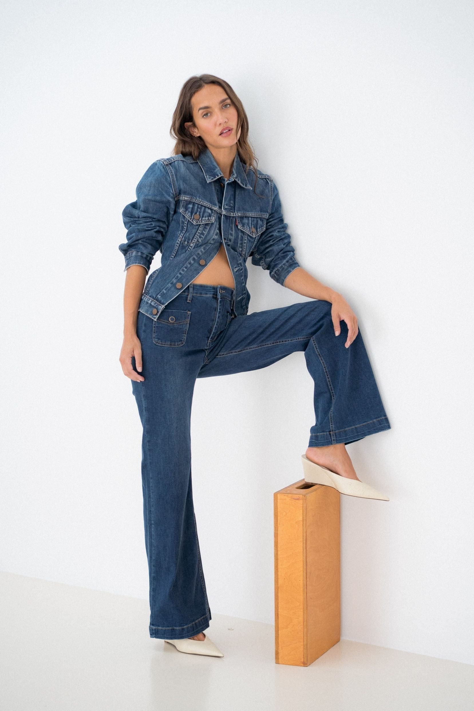 Maison Onado Roxane jean wide bleu délavé poches