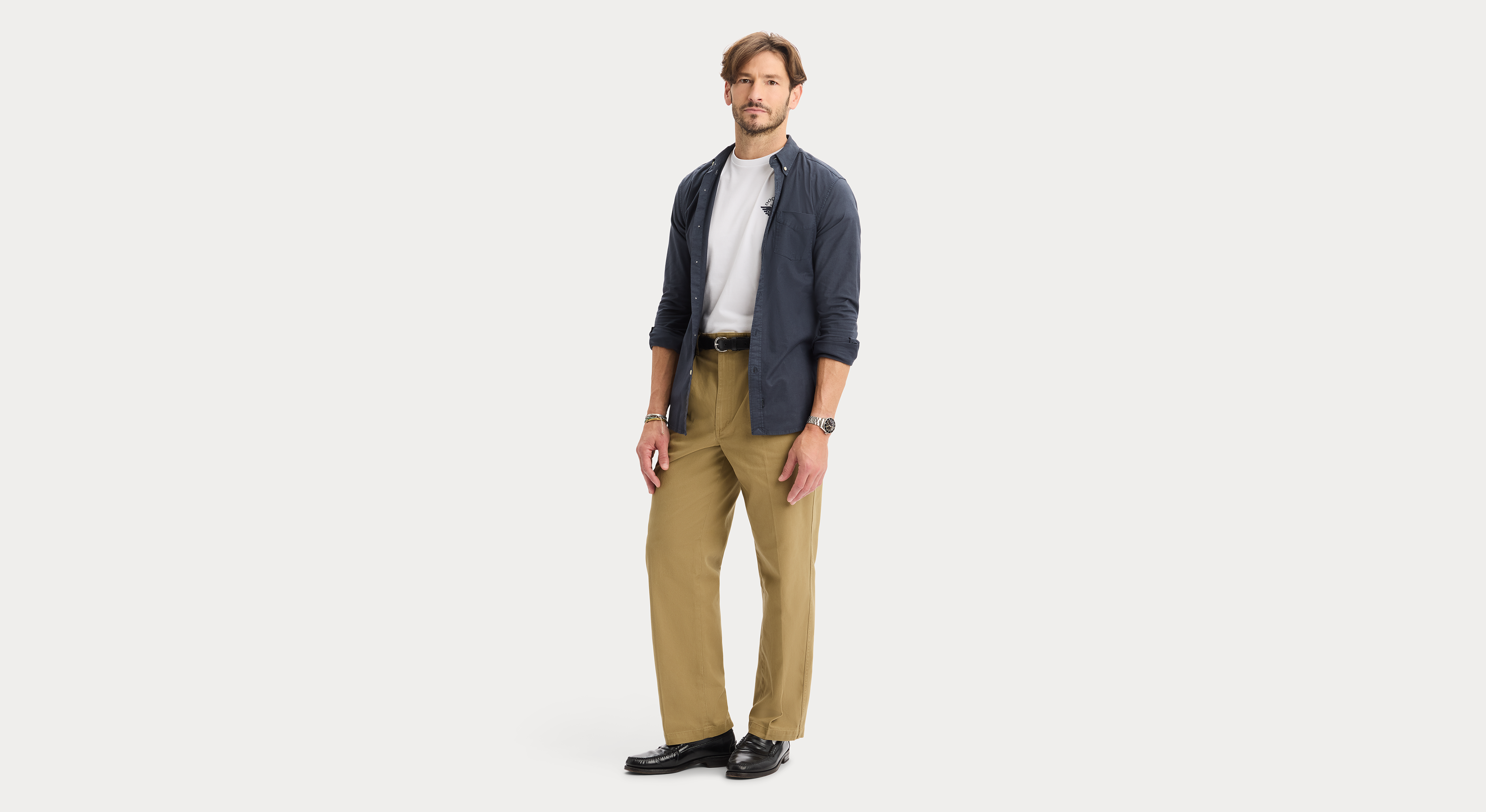 Dockers Oxford chemise homme bleue slim manches longues