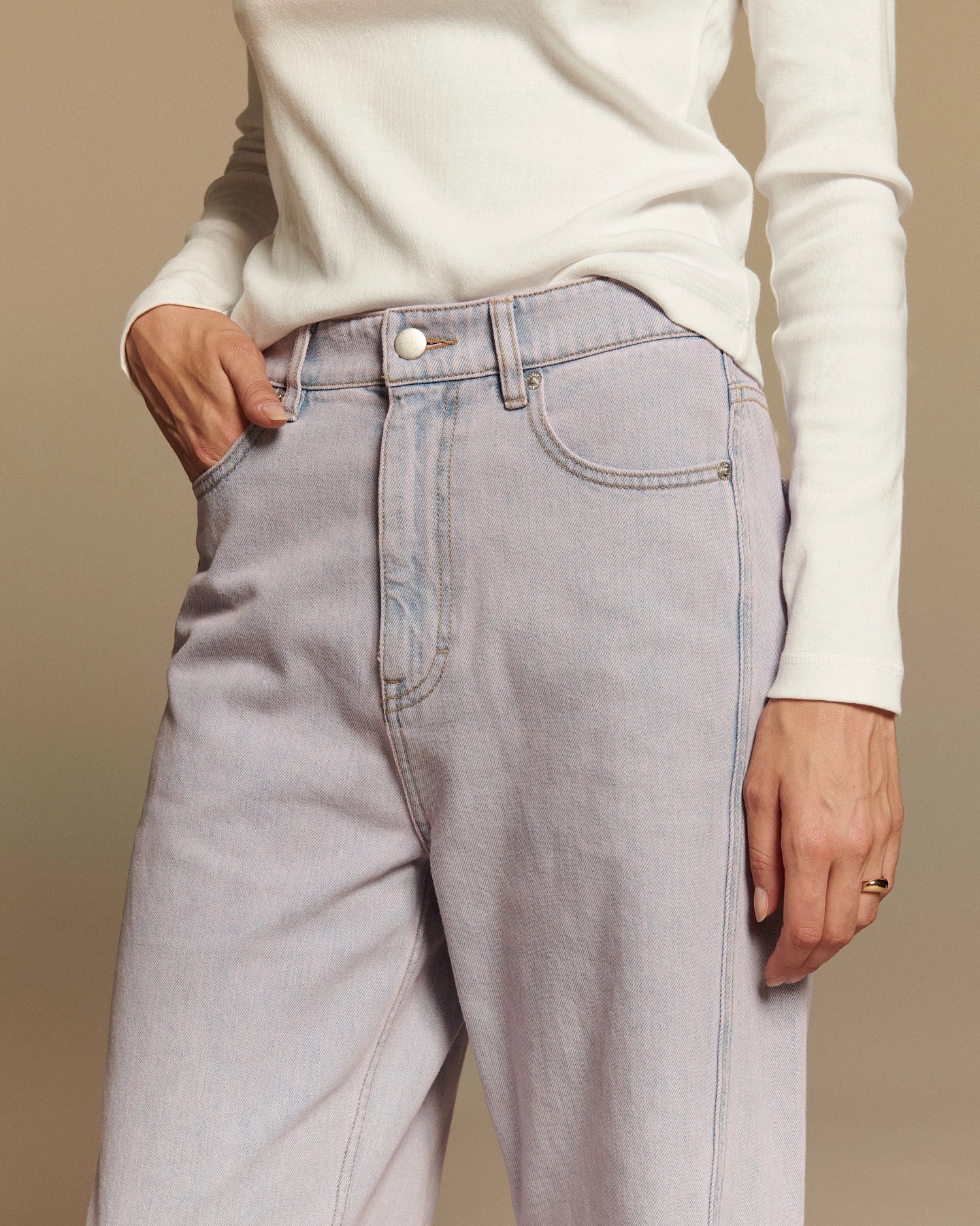 Labdip Ross jean droit large powder rose coton