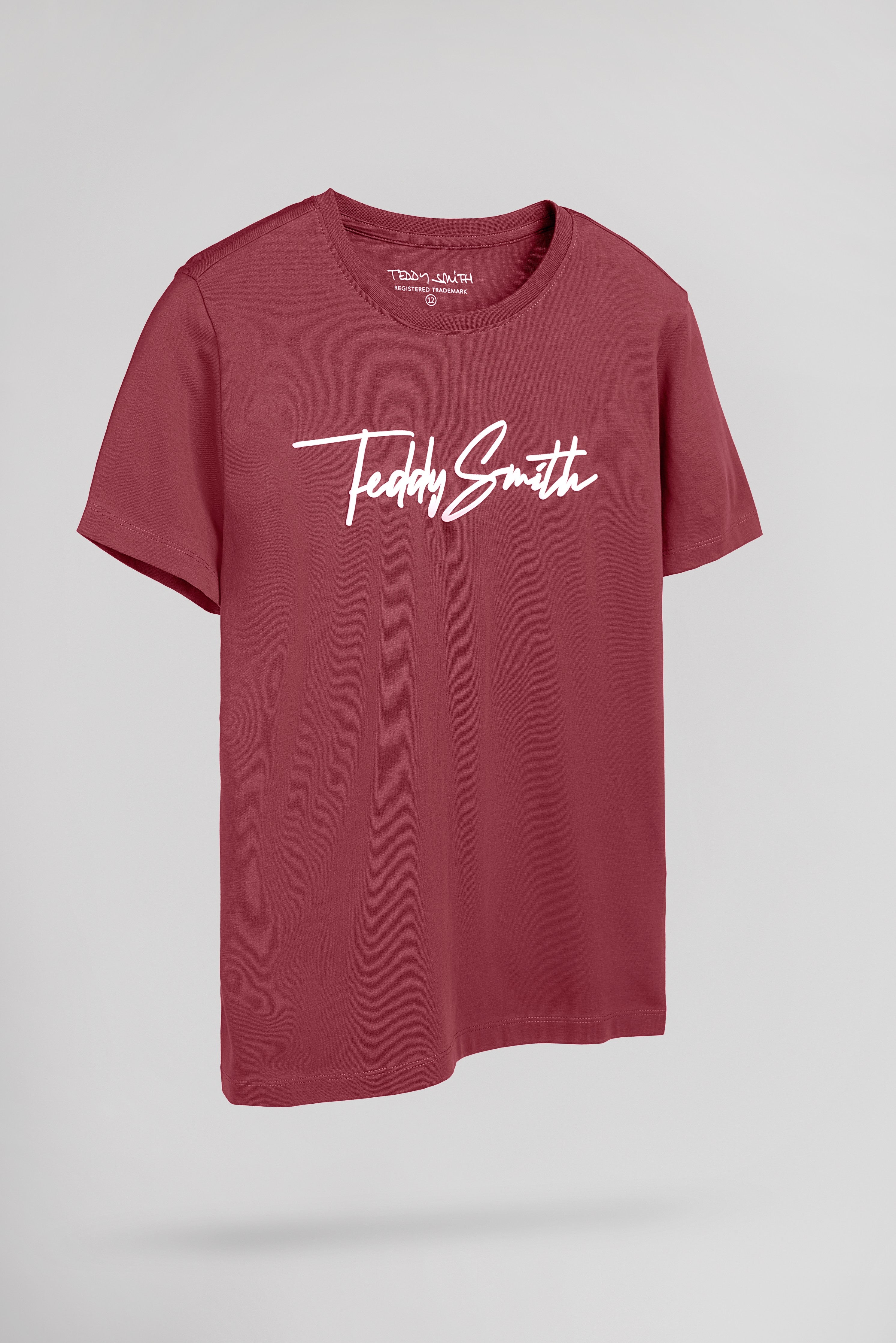 Teddy Smith T-Evan MC JR T-shirt garçon framboise foncé coton