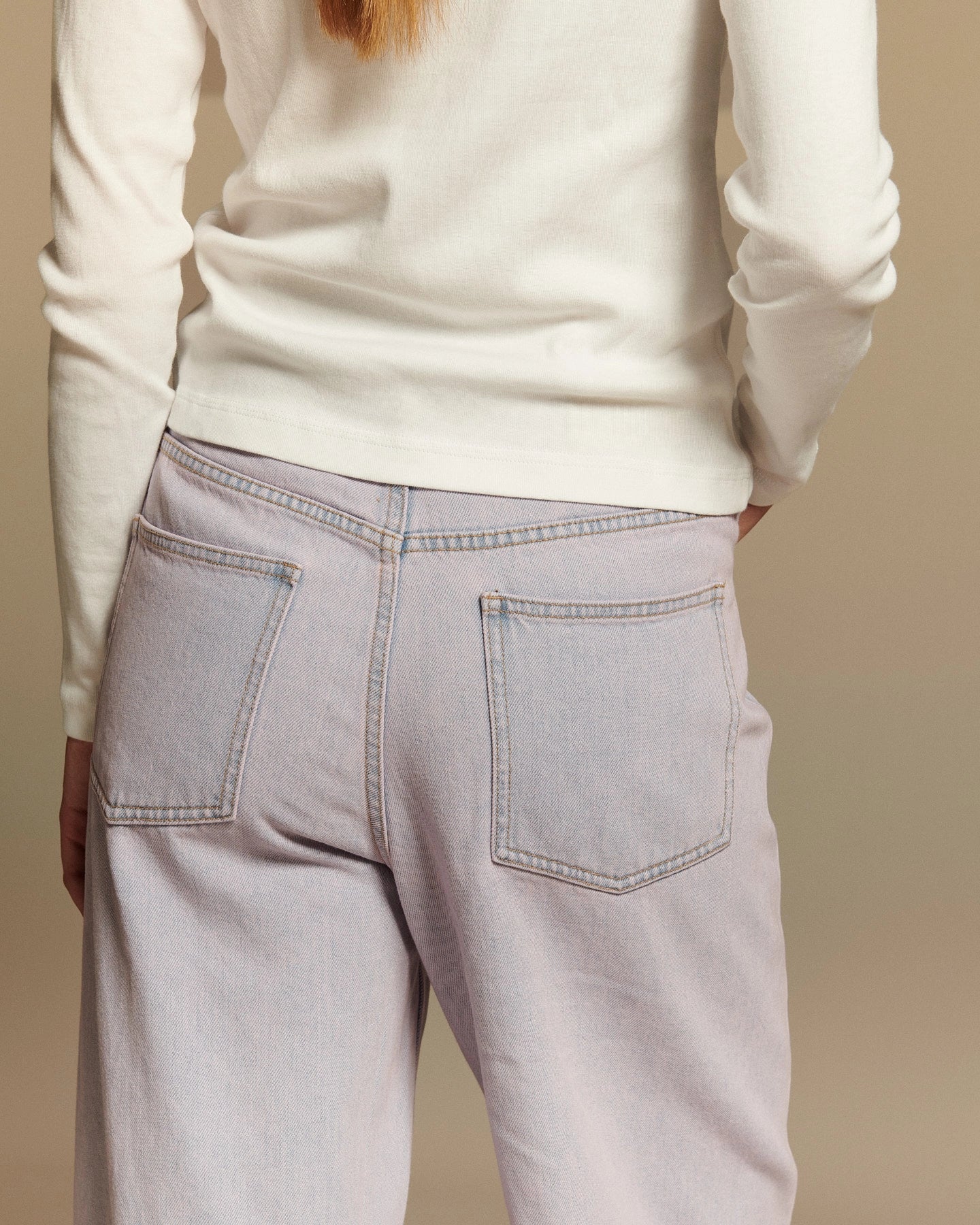 Labdip Ross jean droit large powder rose coton