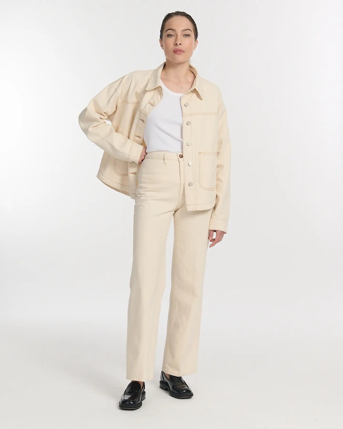 Labdip Swann Ecru jean large taille haute écru