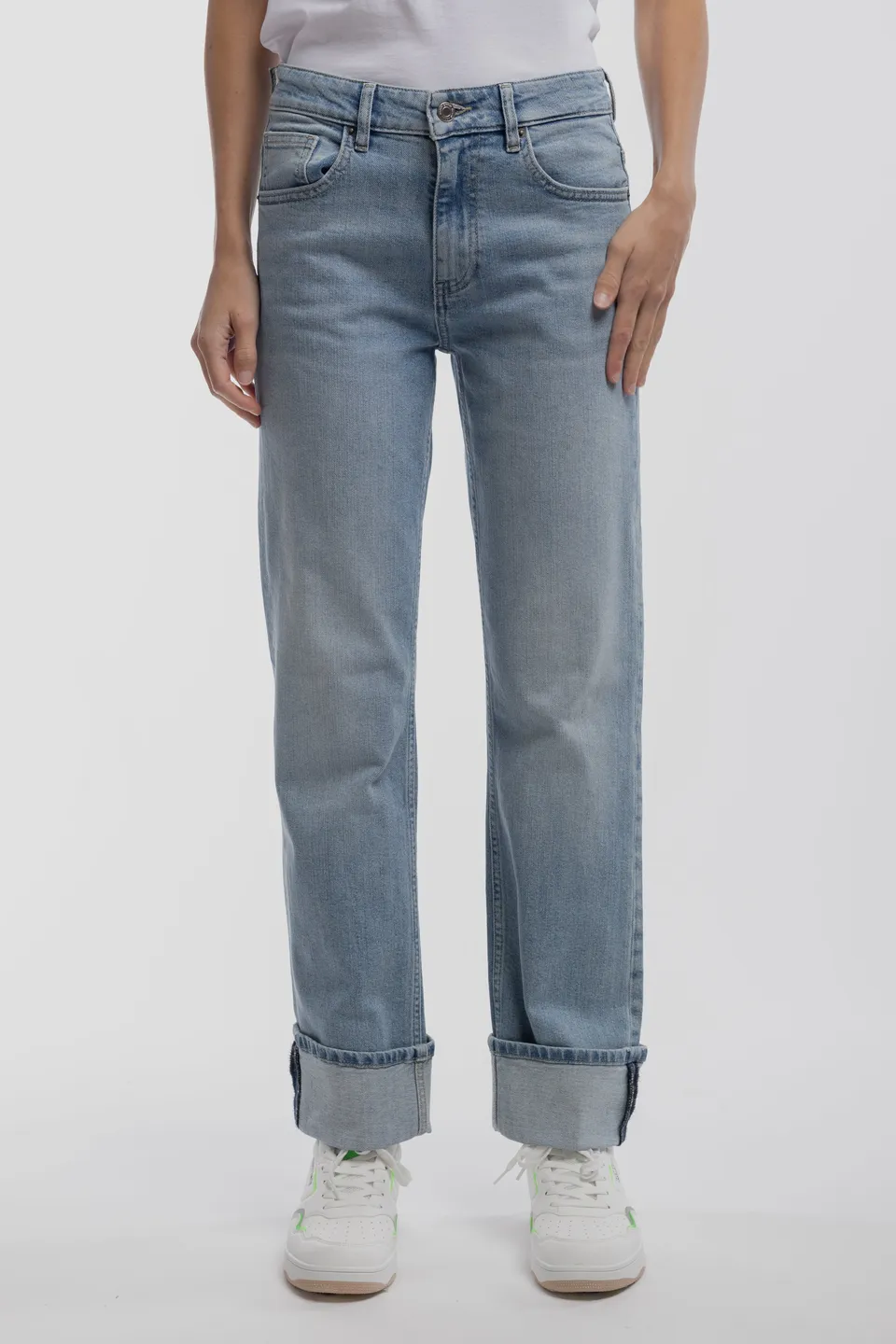 Teddy Smith Boyfriend jean droit bleu clair revers