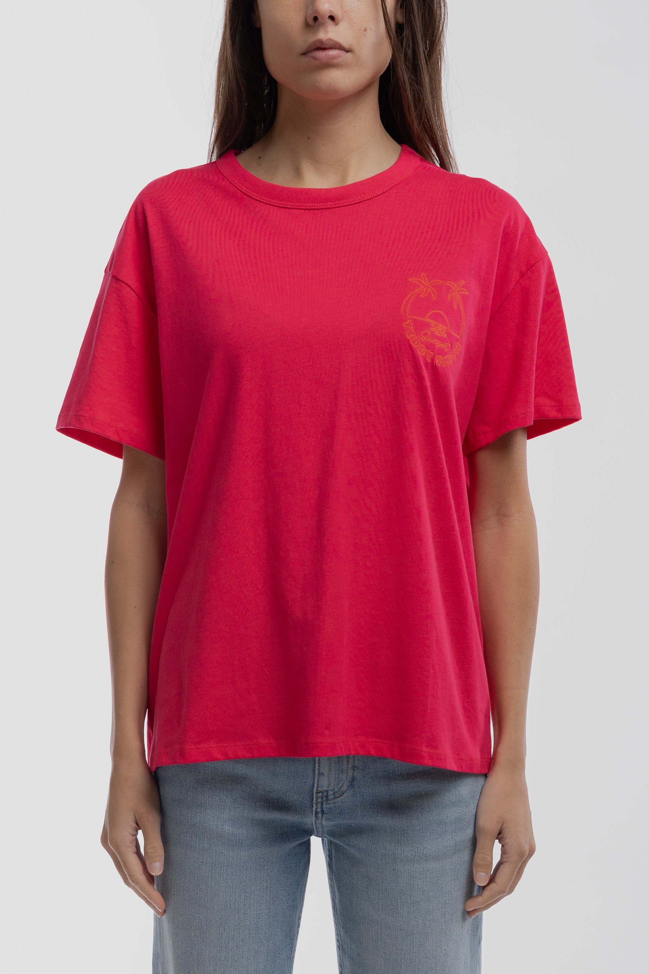 Teddy Smith T-Surf t-shirt femme rose fuchsia coton