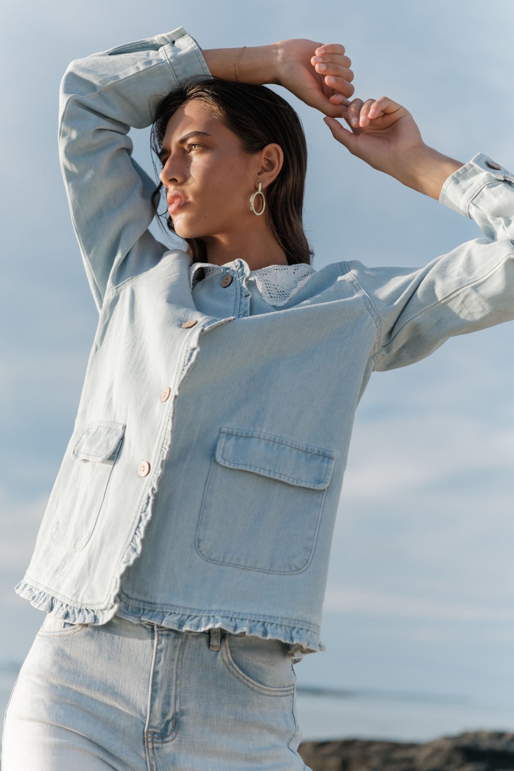 Maison Onado Odette veste jean dentelle 100% coton