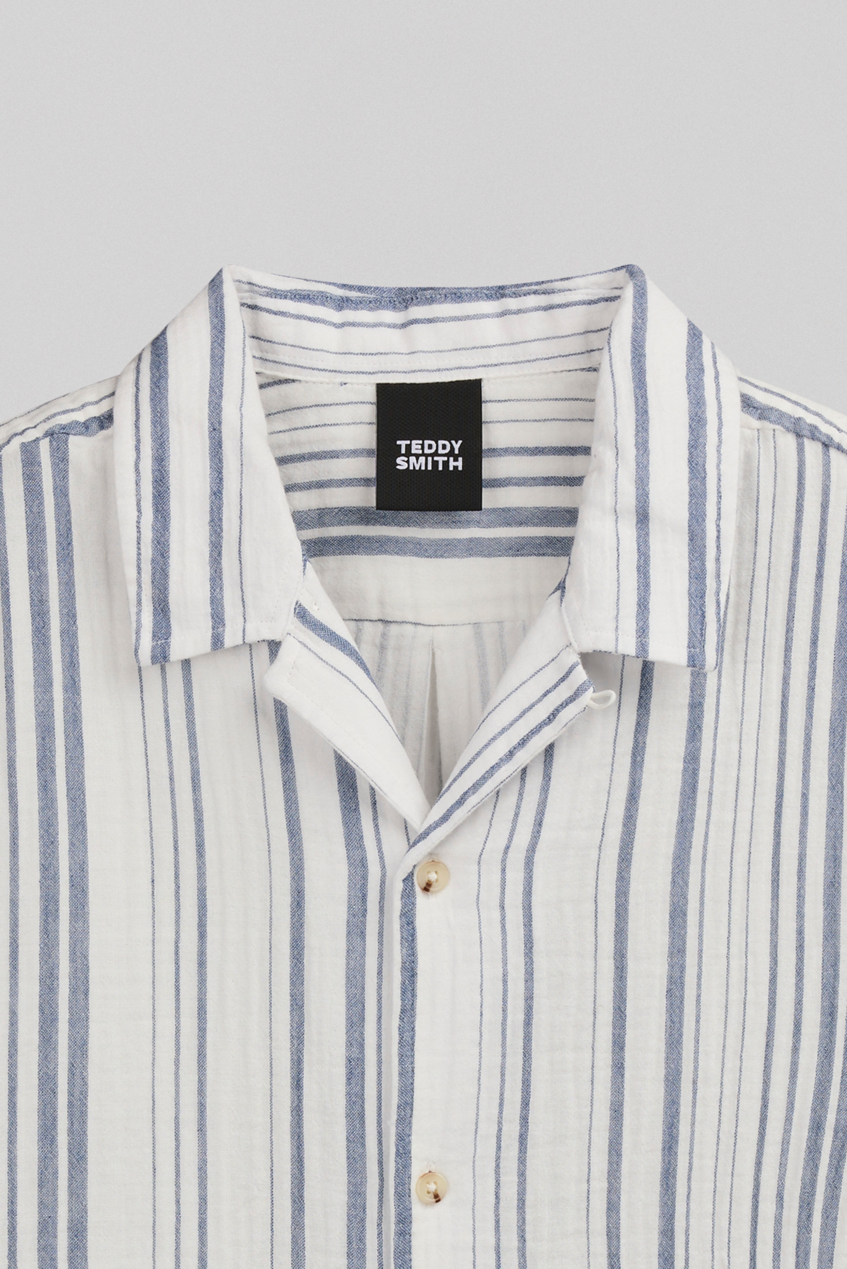 TEDDY SMITH C-CELESTIO MC chemise rayée indigo