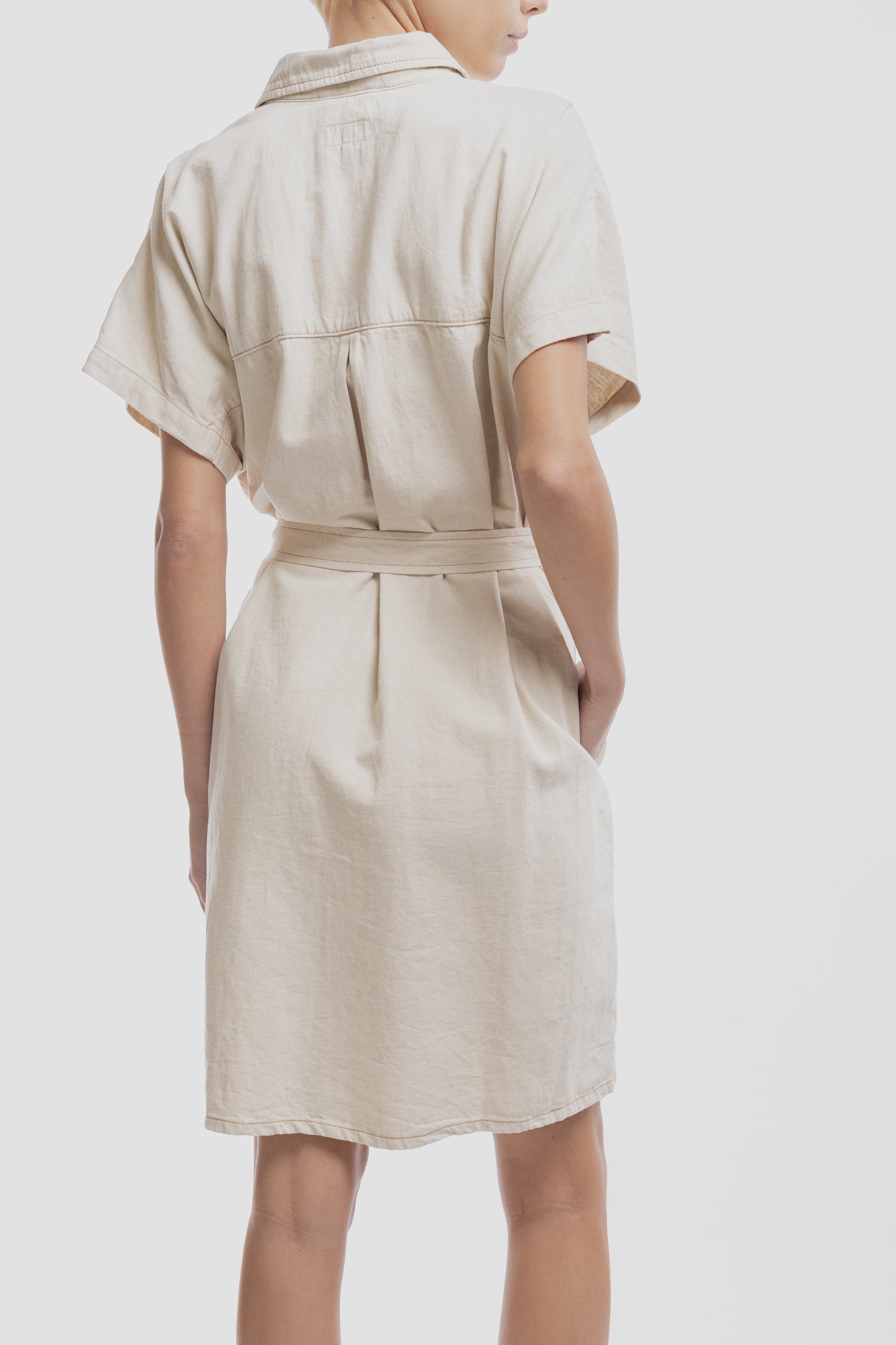 Teddy Smith R-Sienna Soft Grège robe chemise denim ceinture