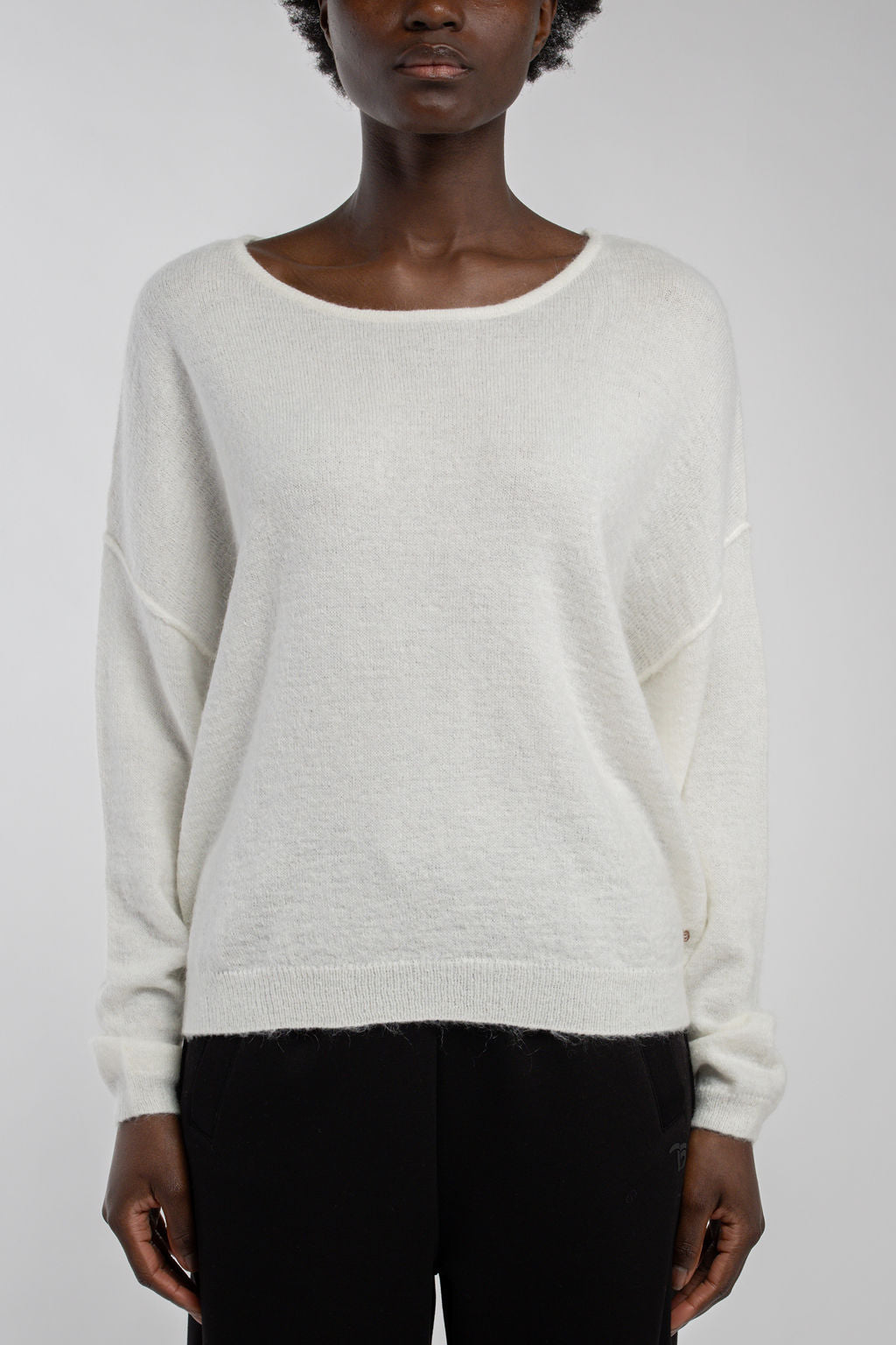 Teddy Smith P-Petille Middle White pull mohair col bateau