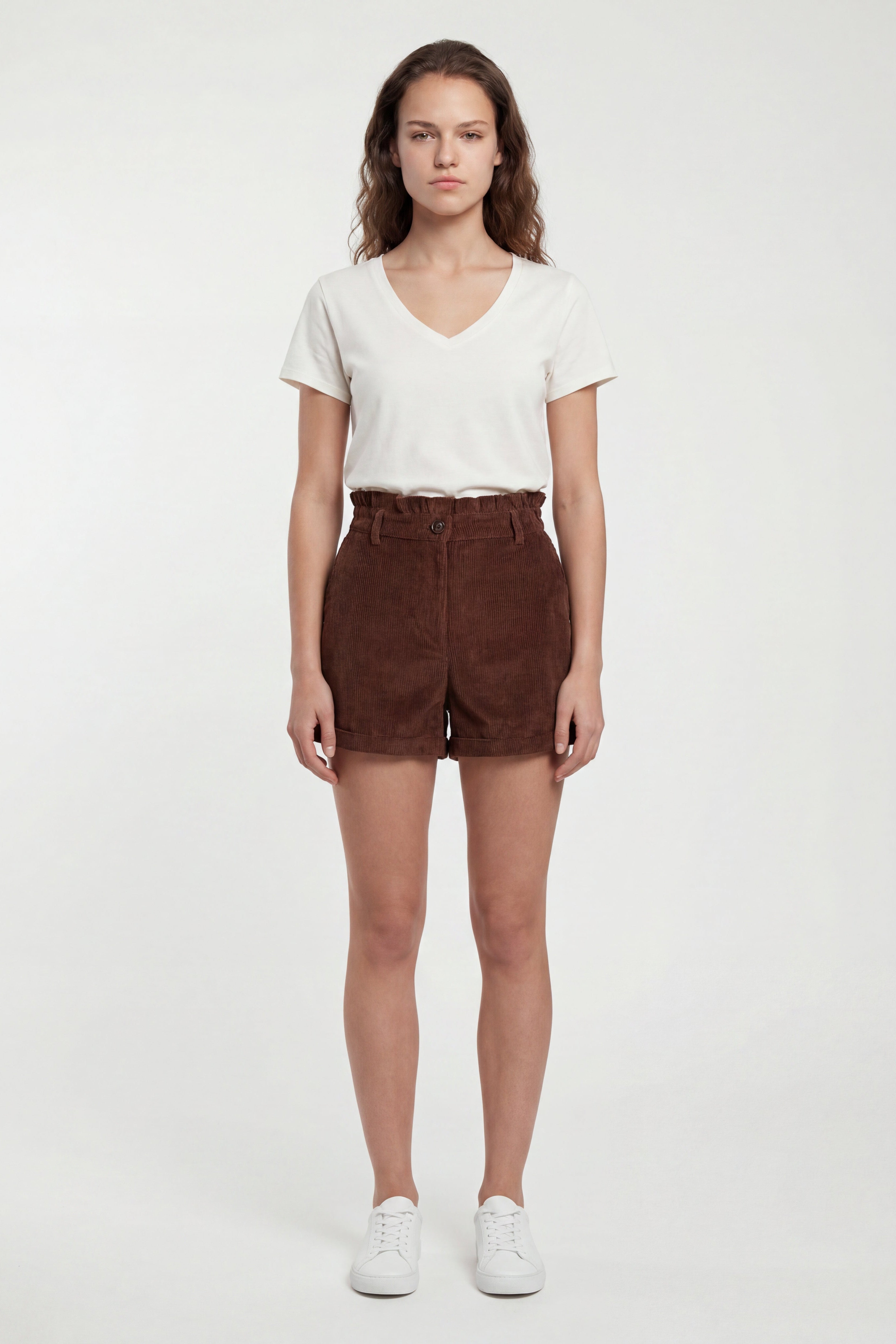 Teddy Smith S-Aloïs Chocolat short femme velours taille haute