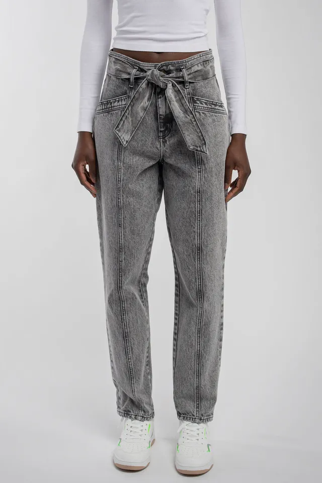 Teddy Smith P-Ginette Denim Grey jean mom taille haute coton
