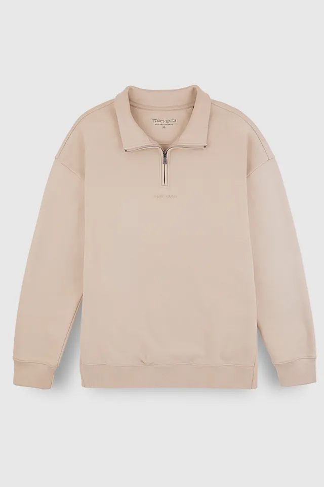 Teddy Smith S-Loten sweat grège col haut coupe large