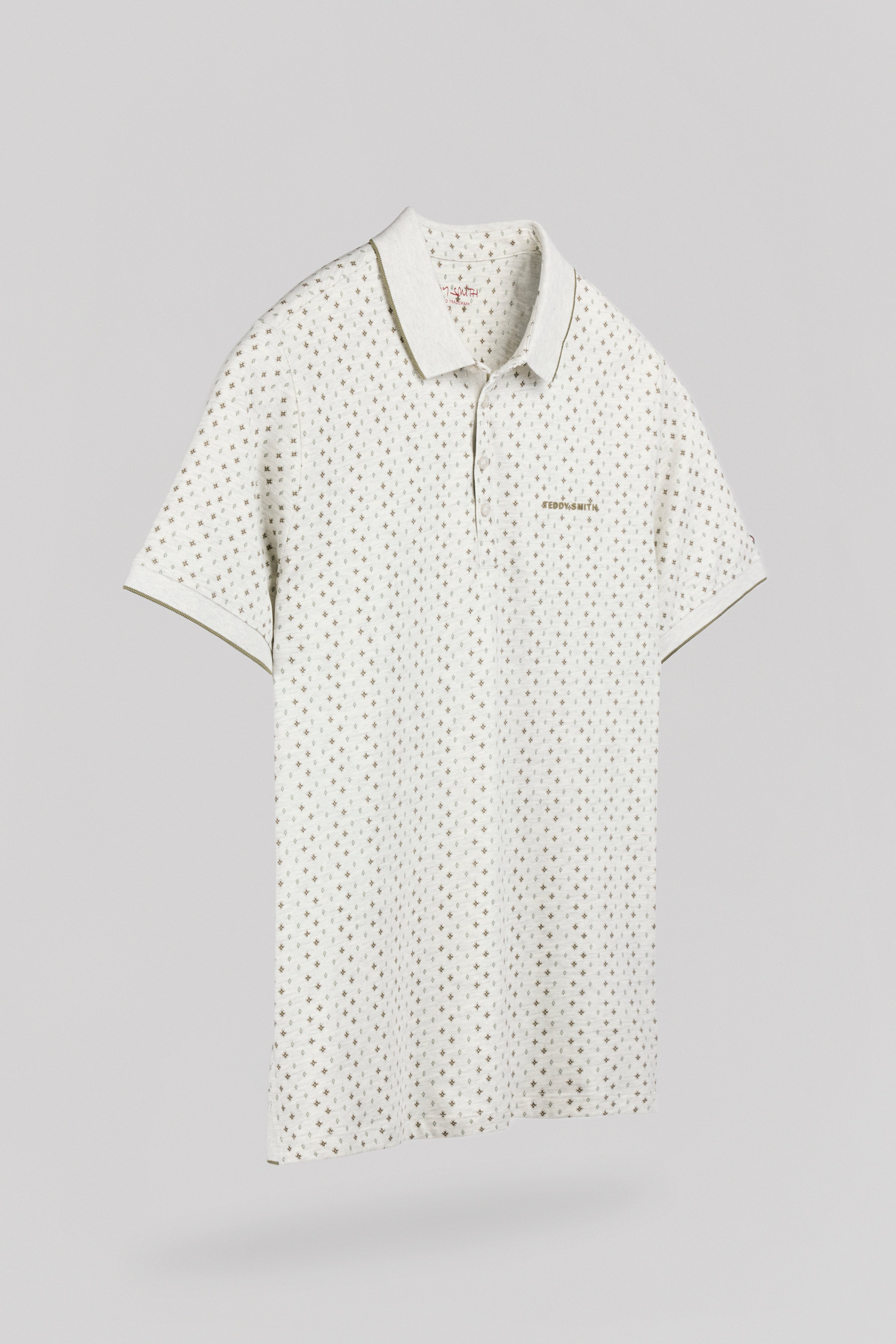 TEDDY SMITH PASY 2 MC polo homme blanc ivoire chiné coton