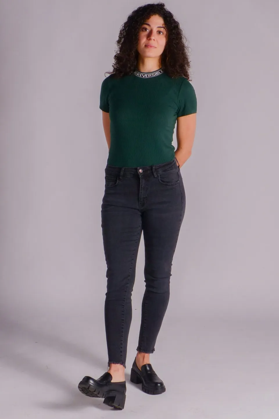 AA Spontané Skinny Effiloché jean noir chevilles