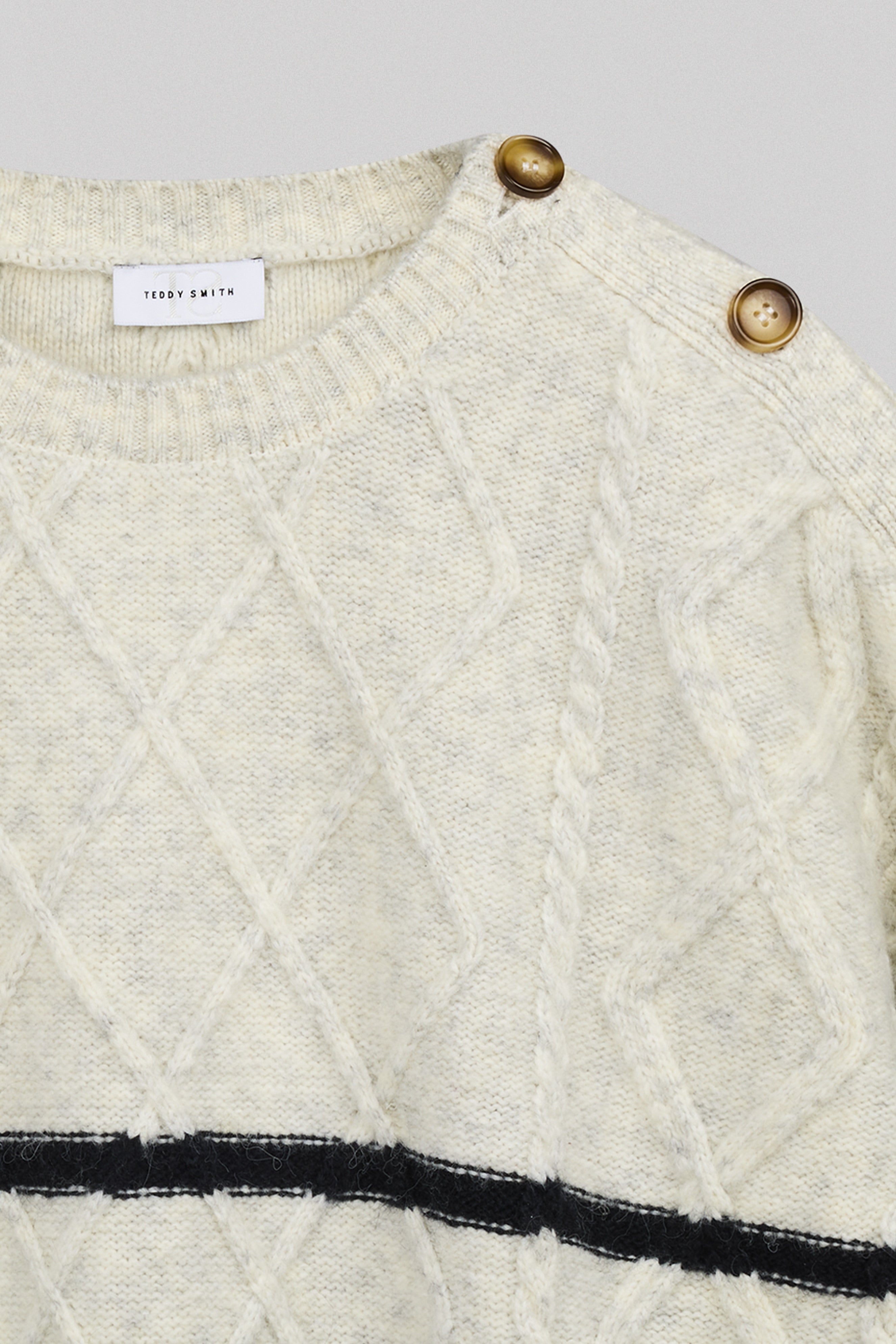 Teddy Smith P-Pola pull oversize ivoire torsadé rayé