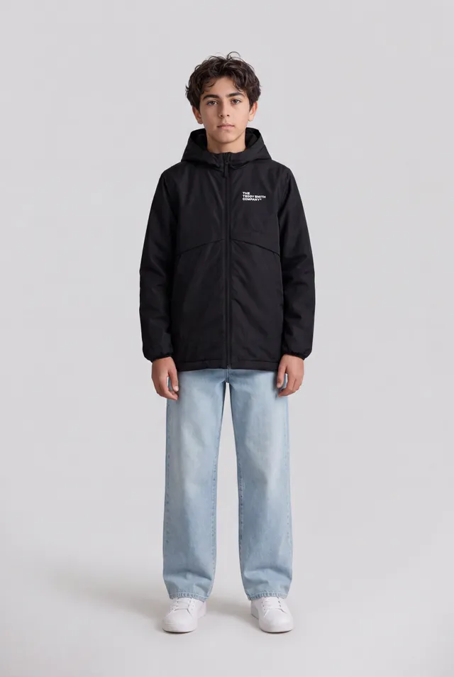 Teddy Smith P-Hanz JR parka garcon noir capuche polaire
