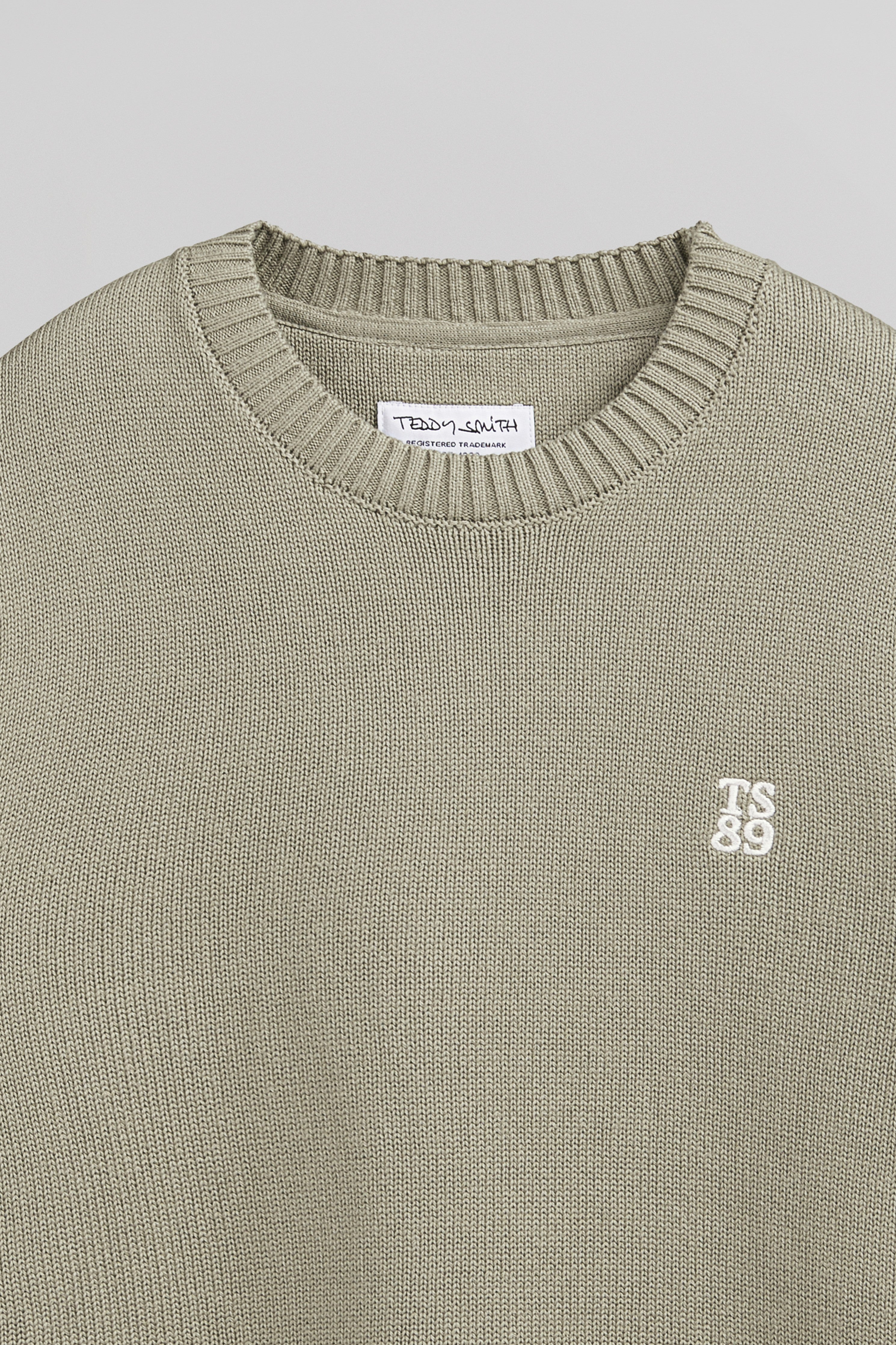Teddy Smith P-Jimmy pull coton col rond bleach kaki