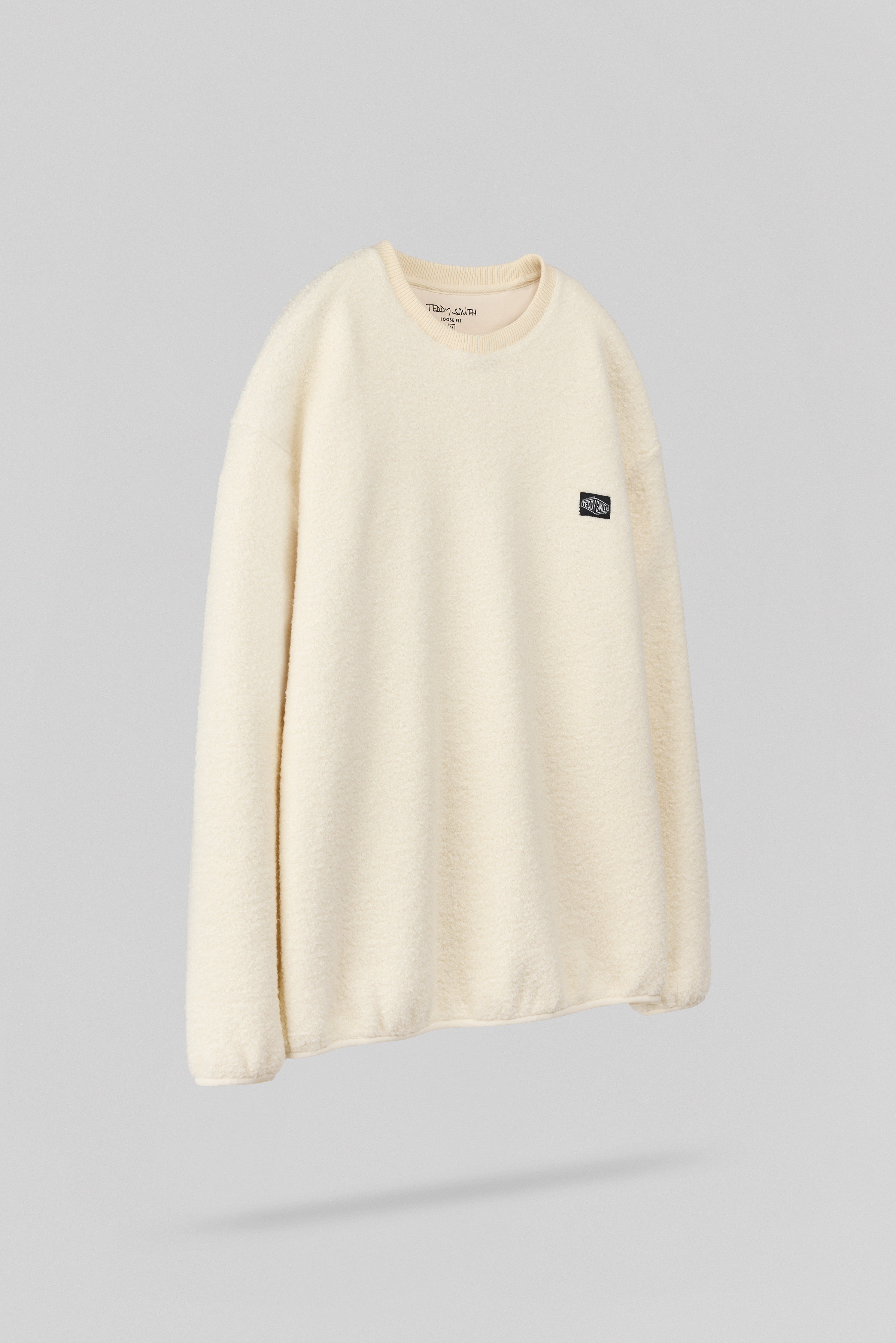Teddy Smith S-Cliever RC sweat homme Cream sherpa ample