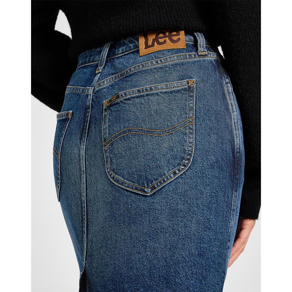 Lee Midi jupe jean femme Dark Glamour 31W taille haute