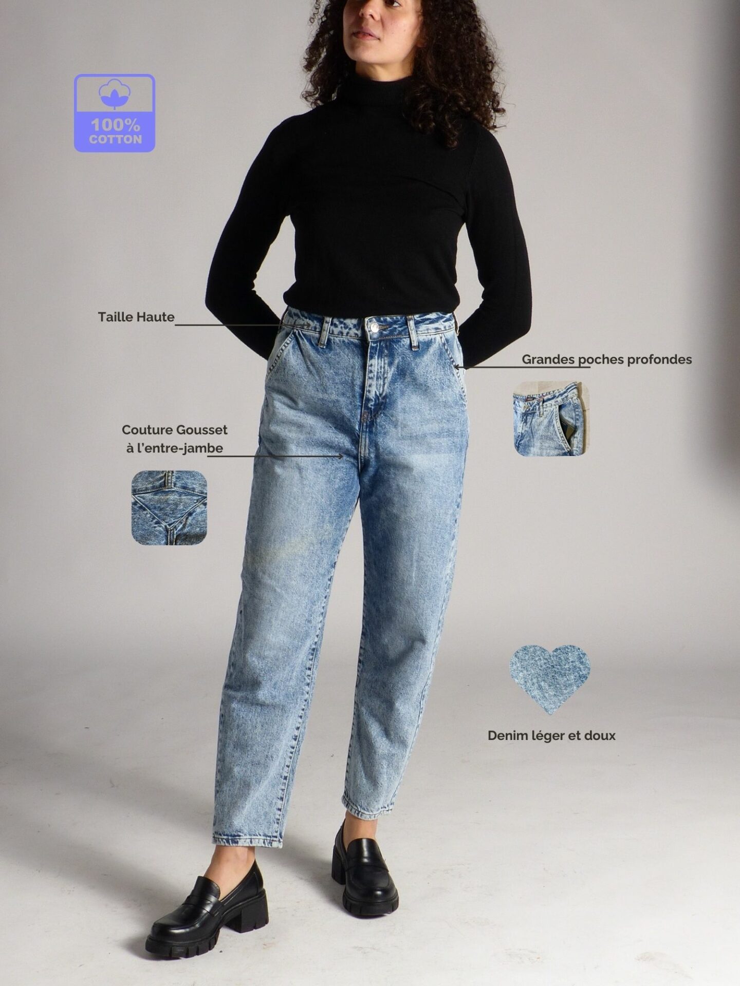 AA Spontané Modern Mom jean mom bleu clair taille haute