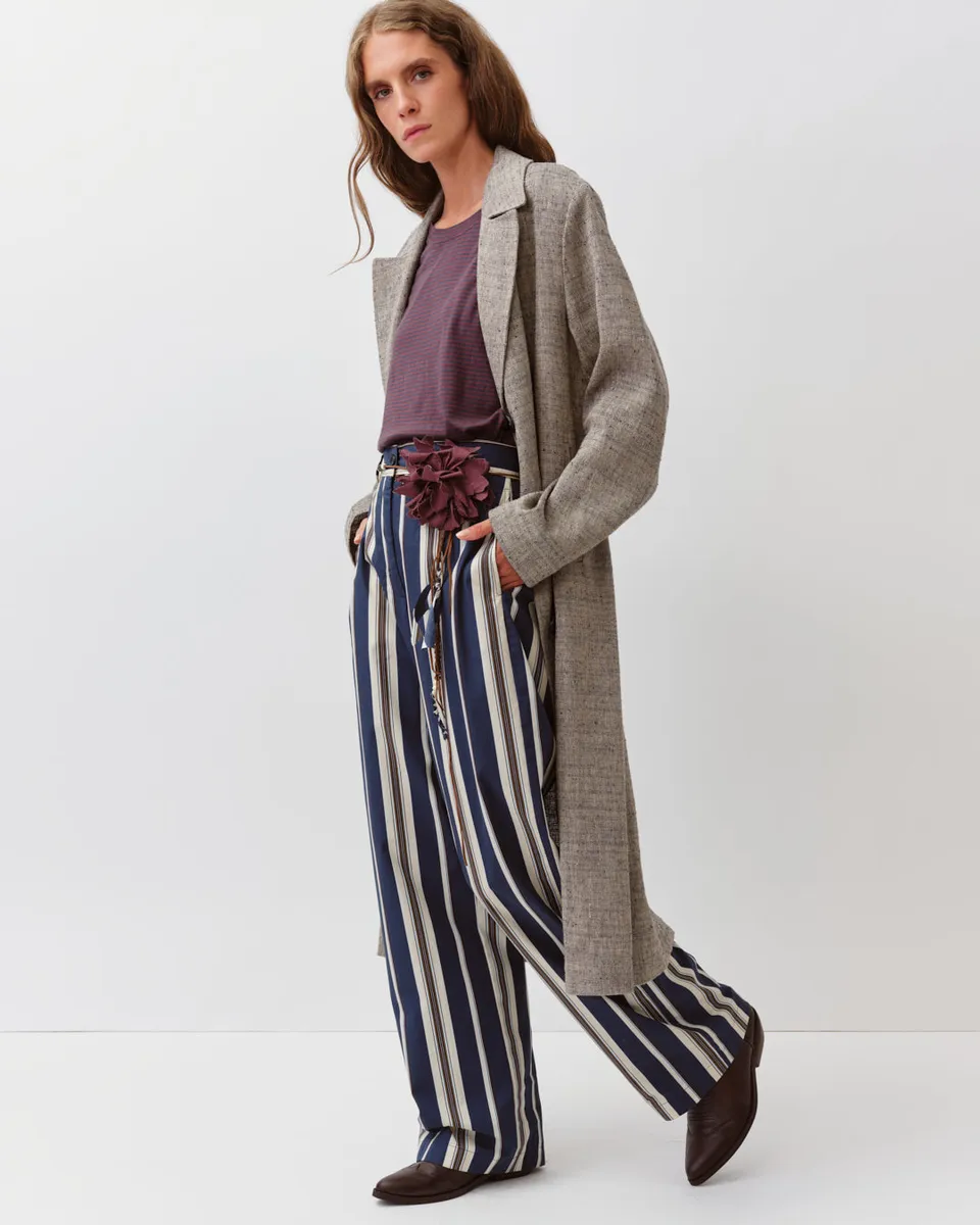 DIEGA PIMAO pantalon large marine écru prune