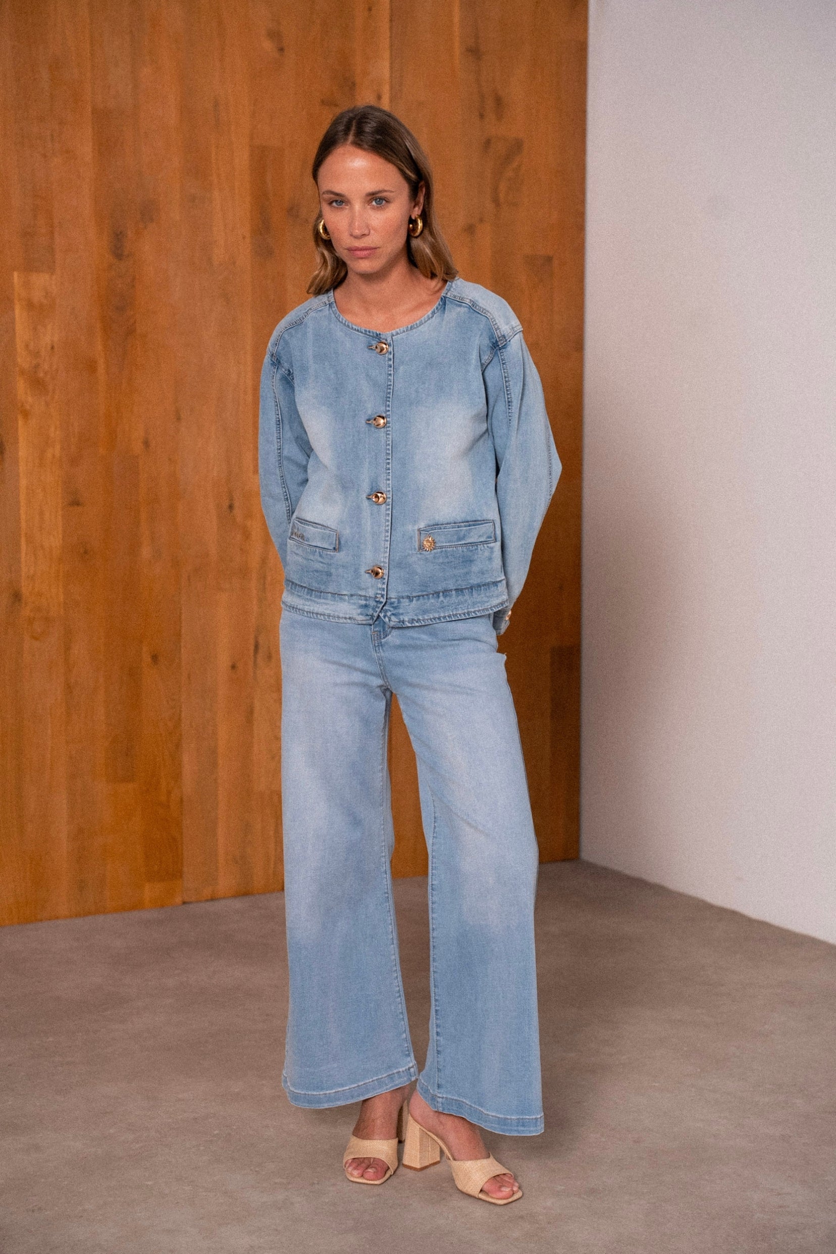 Maison Onado Oféliane jean wide leg délavé clair coton